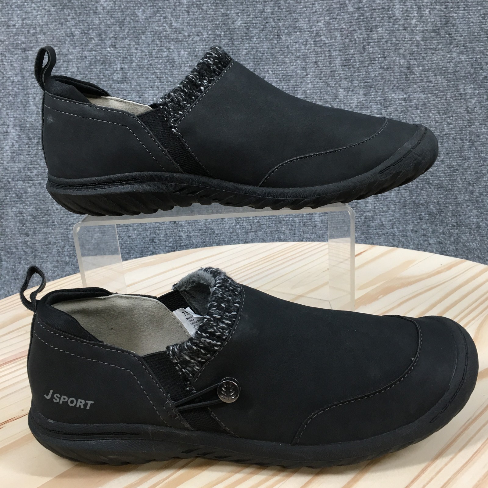 JSport by Jambu Shoes Womens 7.5 M Alice Cozy Lined Slip On Sneakers Black