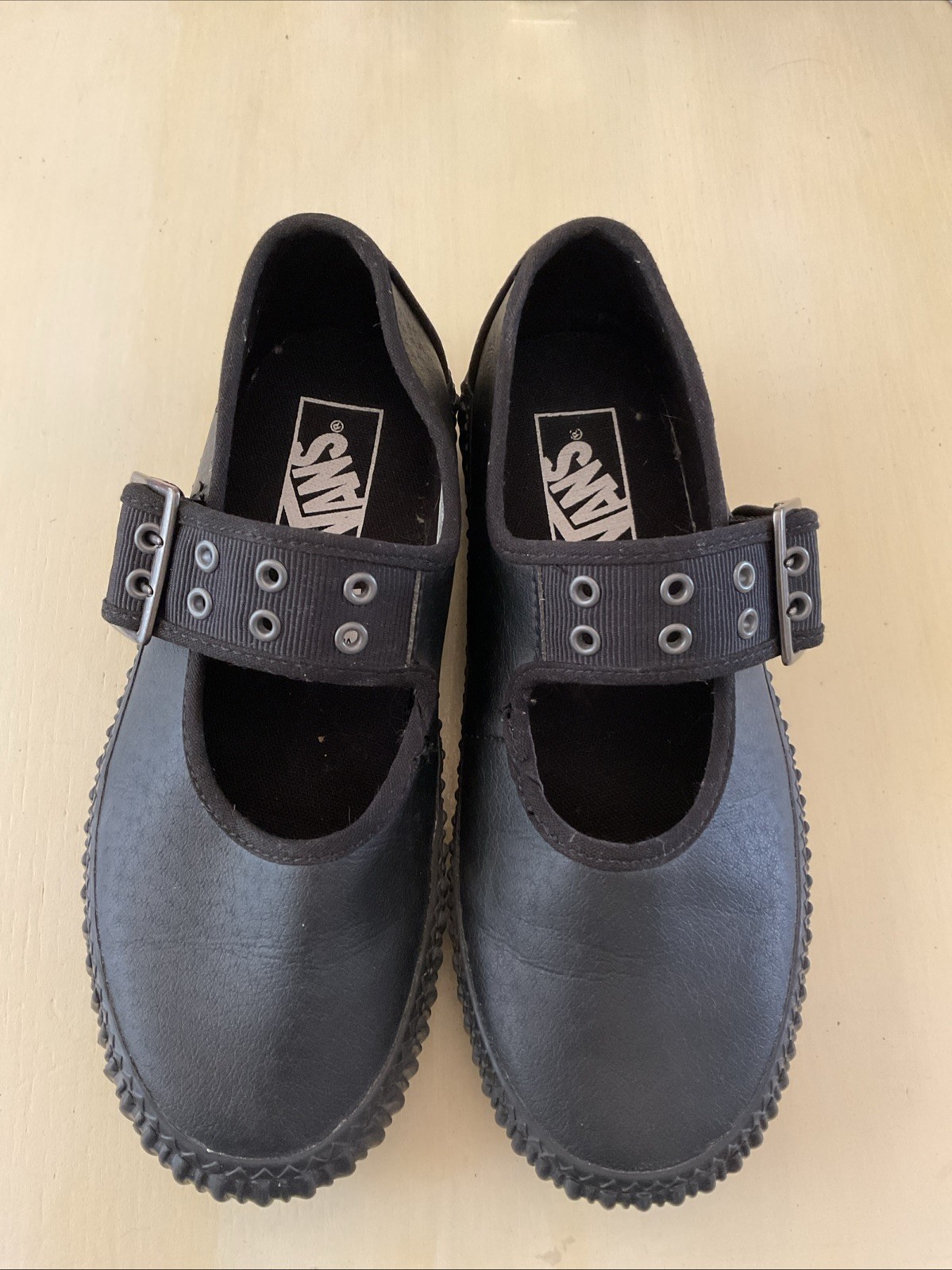 S3 Vans Mary Jane Creeper Shoes Grunge Platform Black Vegan Leather Womens 6.5