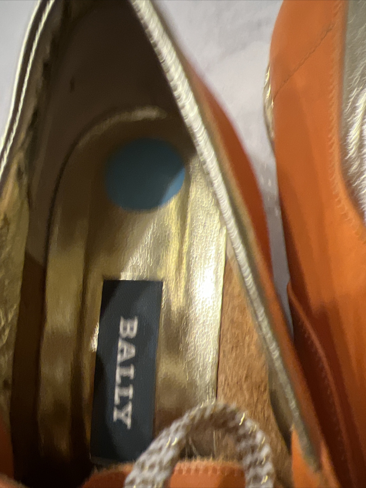 VINTAGE BALLY JALLUT Orange Leather Gold Trim Flats Sneakers Sz 6 M