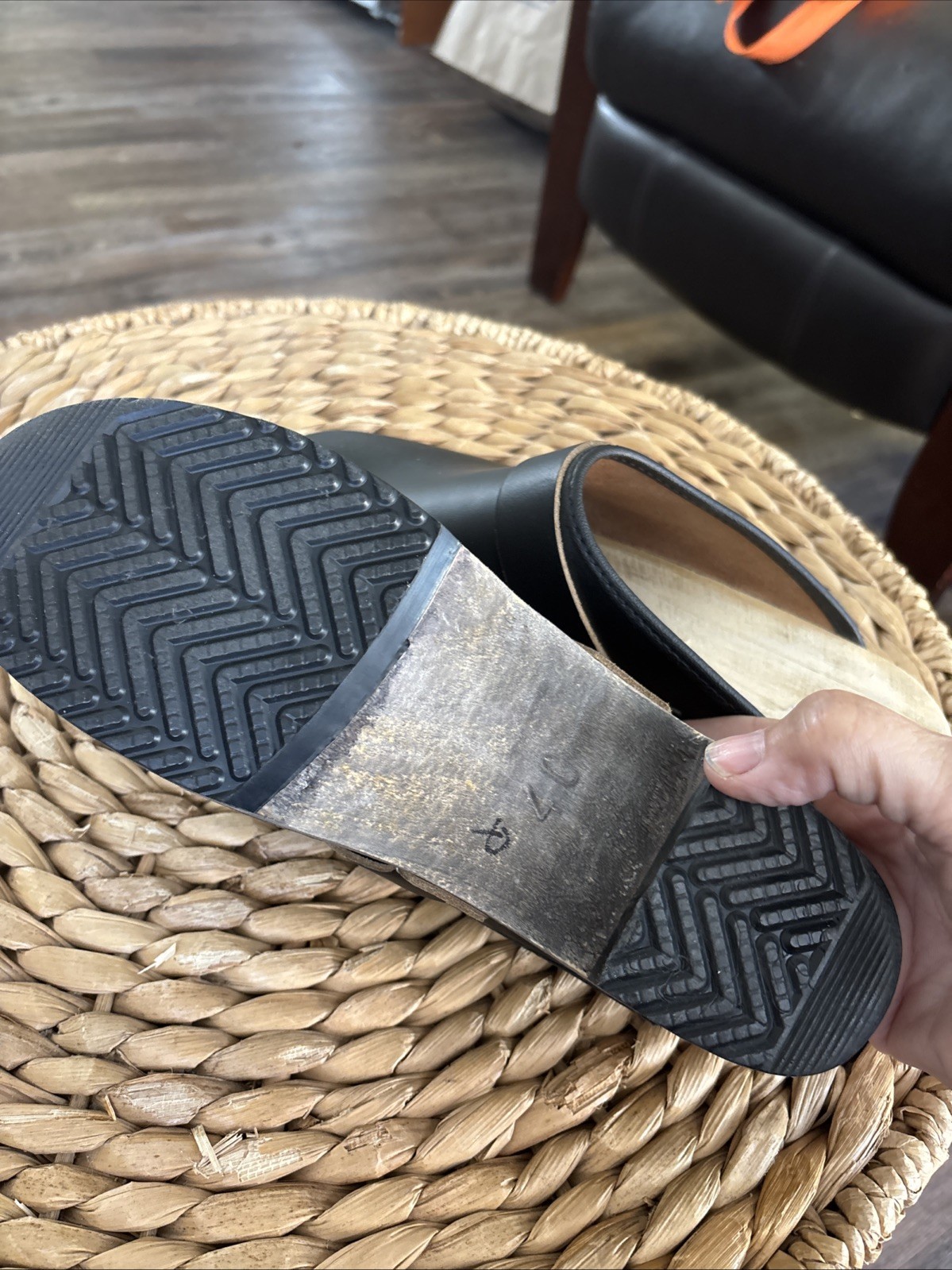 Simson Wooden Clogs Size 40 US 9 Black Leather Made in Holland NWOB