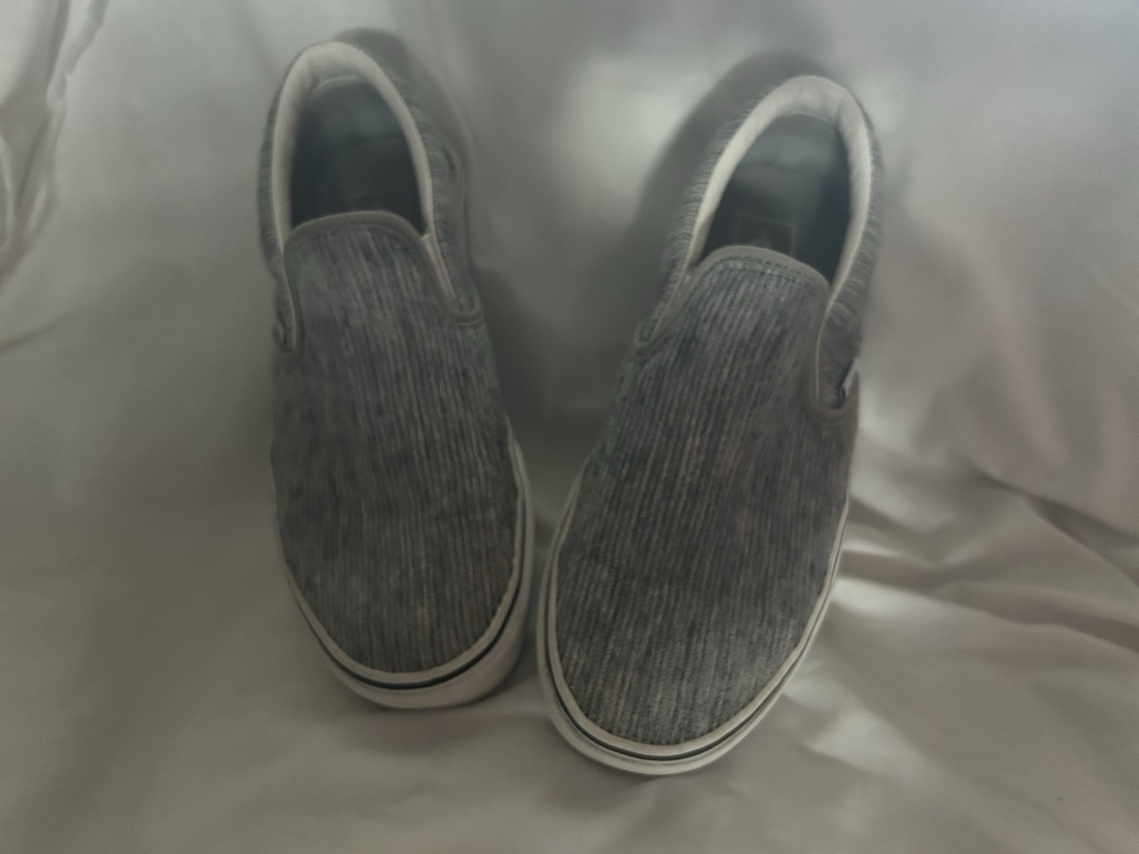 Vans Classic Slip On Rib Knit Grey and White Unisex Skater Leisure Comfortable