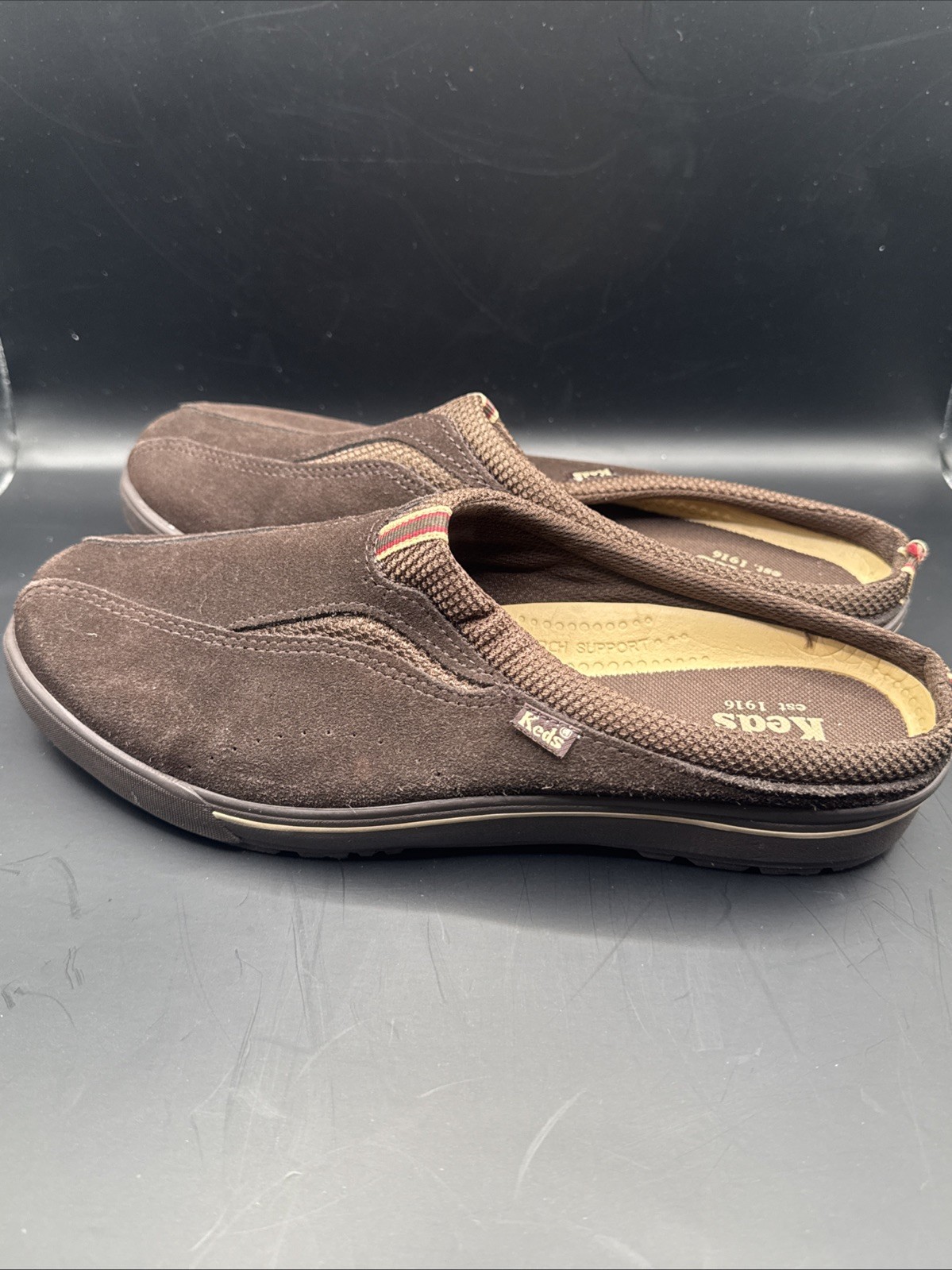 Keds Women’s Brown Suede Slip On Mule Shoes Size 8 Clogs Arch Support