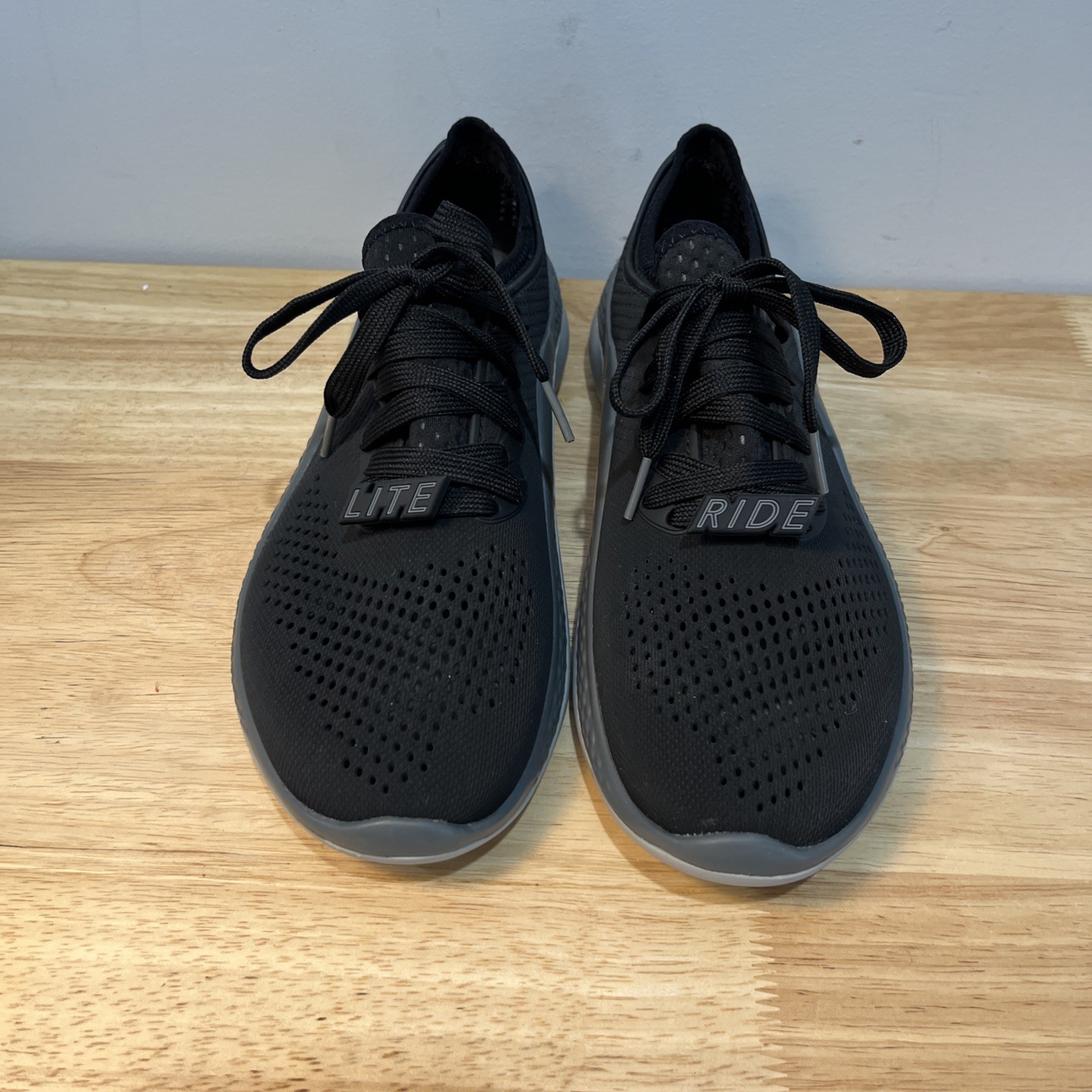 Crocs Womens Literide Pacer 206705 Black Lace Up Casual Shoes Sneakers Size 10