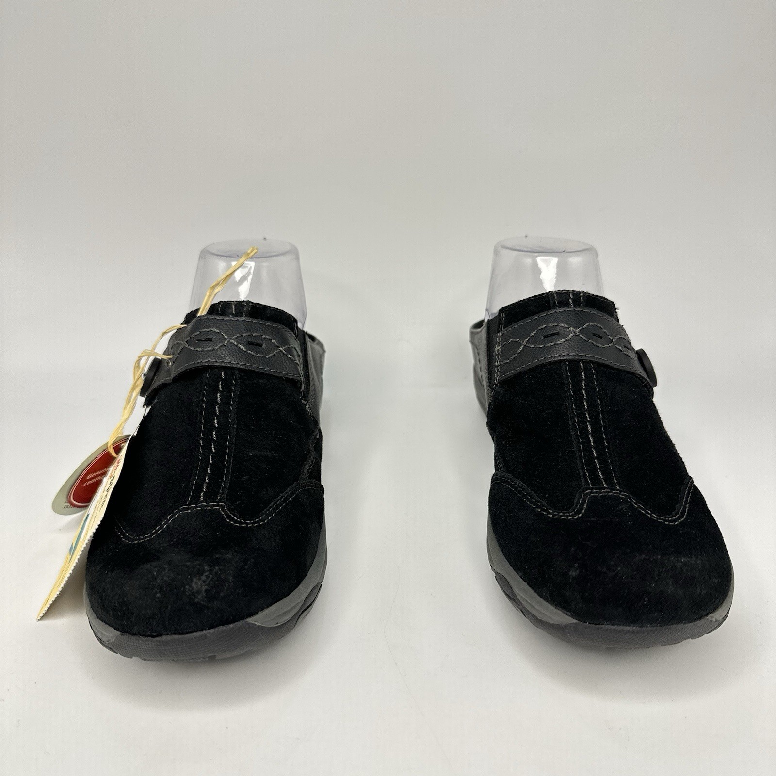 Earth Spirit Clog Women 7.5 Black Suede Strap Clog Gelron Slip On Mule