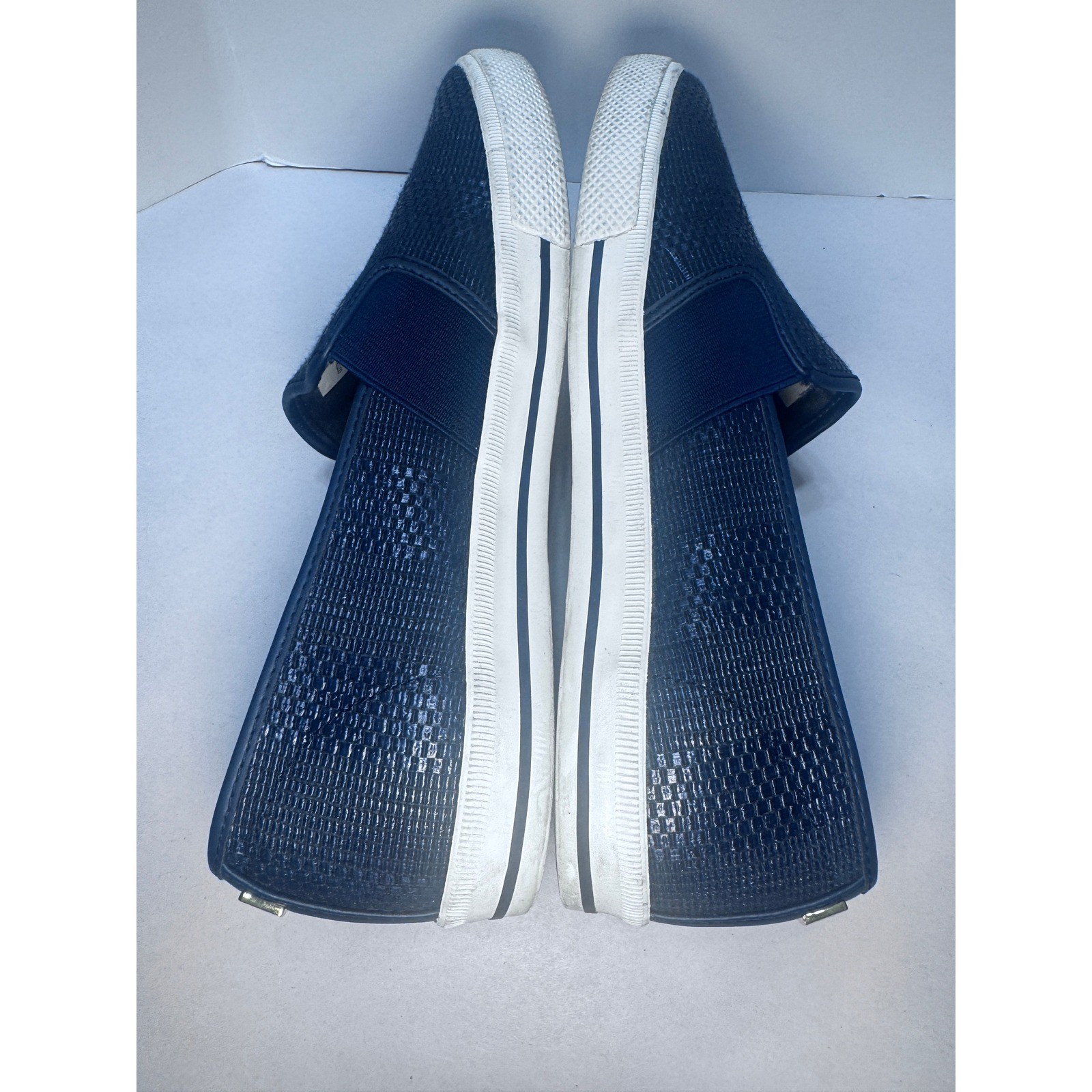 Lauren Ralph Lauren Jinny Navy Blue Woven Slip On Sneakers Shoes Womens 9 Preppy