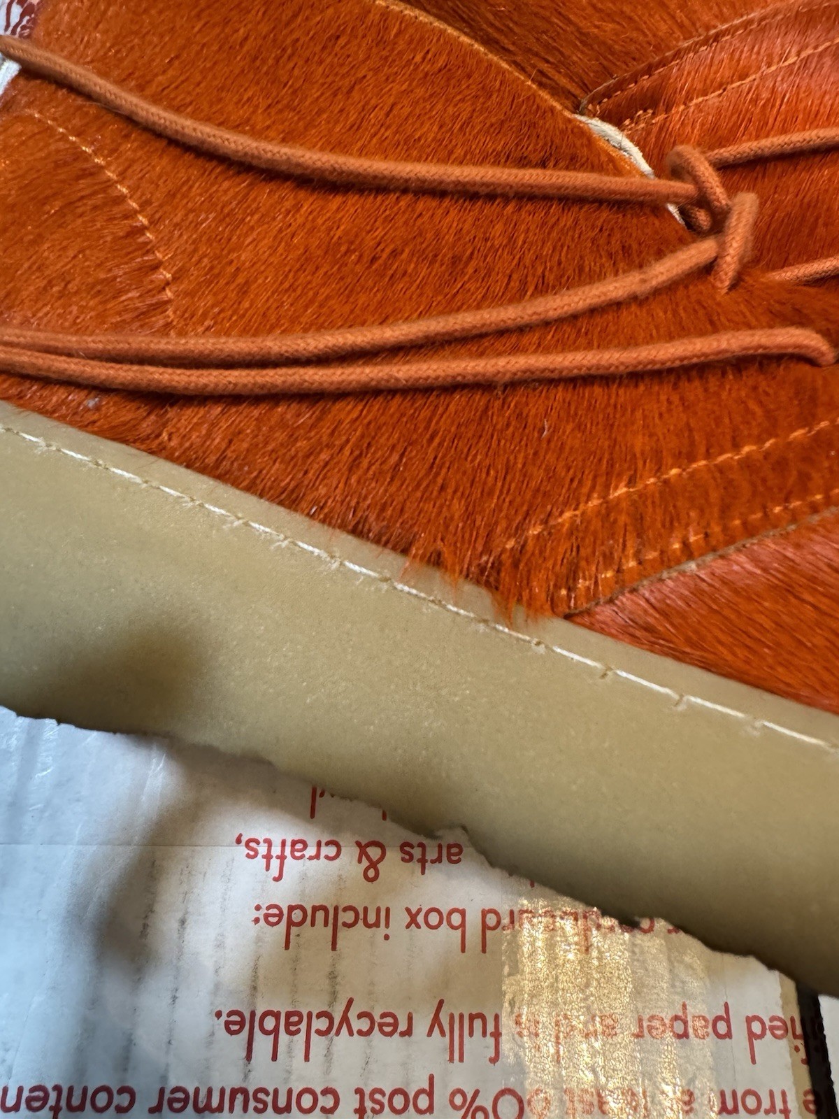 Preowned Clarks x Zara Cow Hair Ankle Desert Boots in Orange Size 38