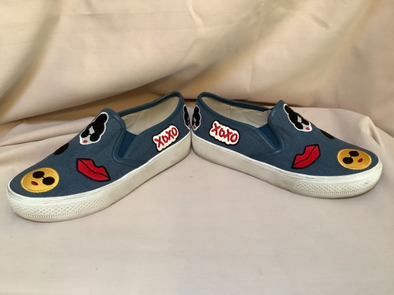 ALICE OLIVIA EMOJI STACE FACE JEAN SNEAKERS PLATFORM 8.5