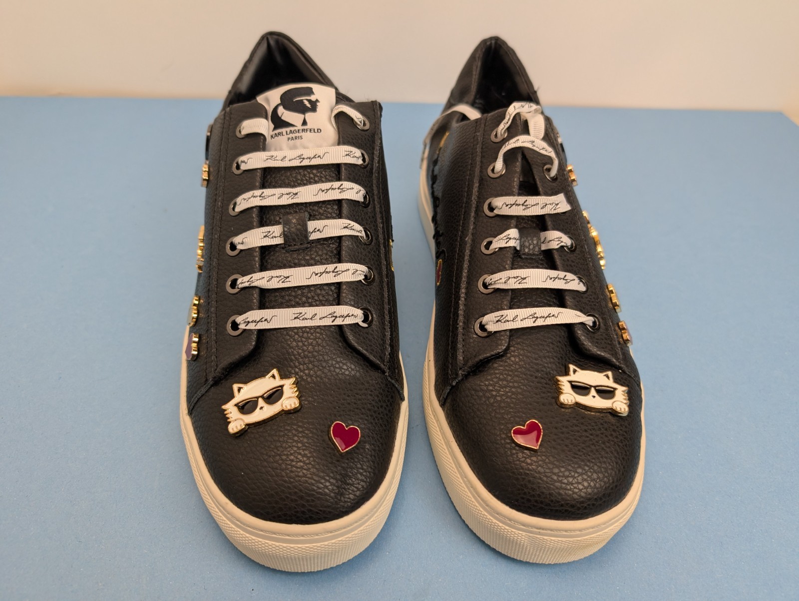 Karl Lagerfeld Paris Black Cate Pins Sneakers Shoes Women’s Size 11