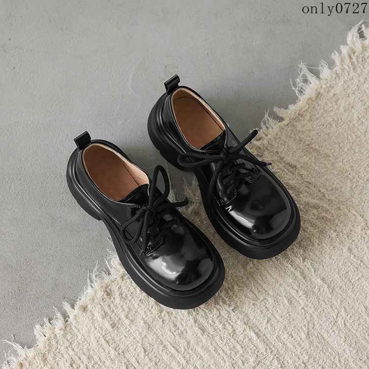 Women’s Platform Mid Heel Dorky Leather Creeper Lace Up Comfort Thick Sole Shoes