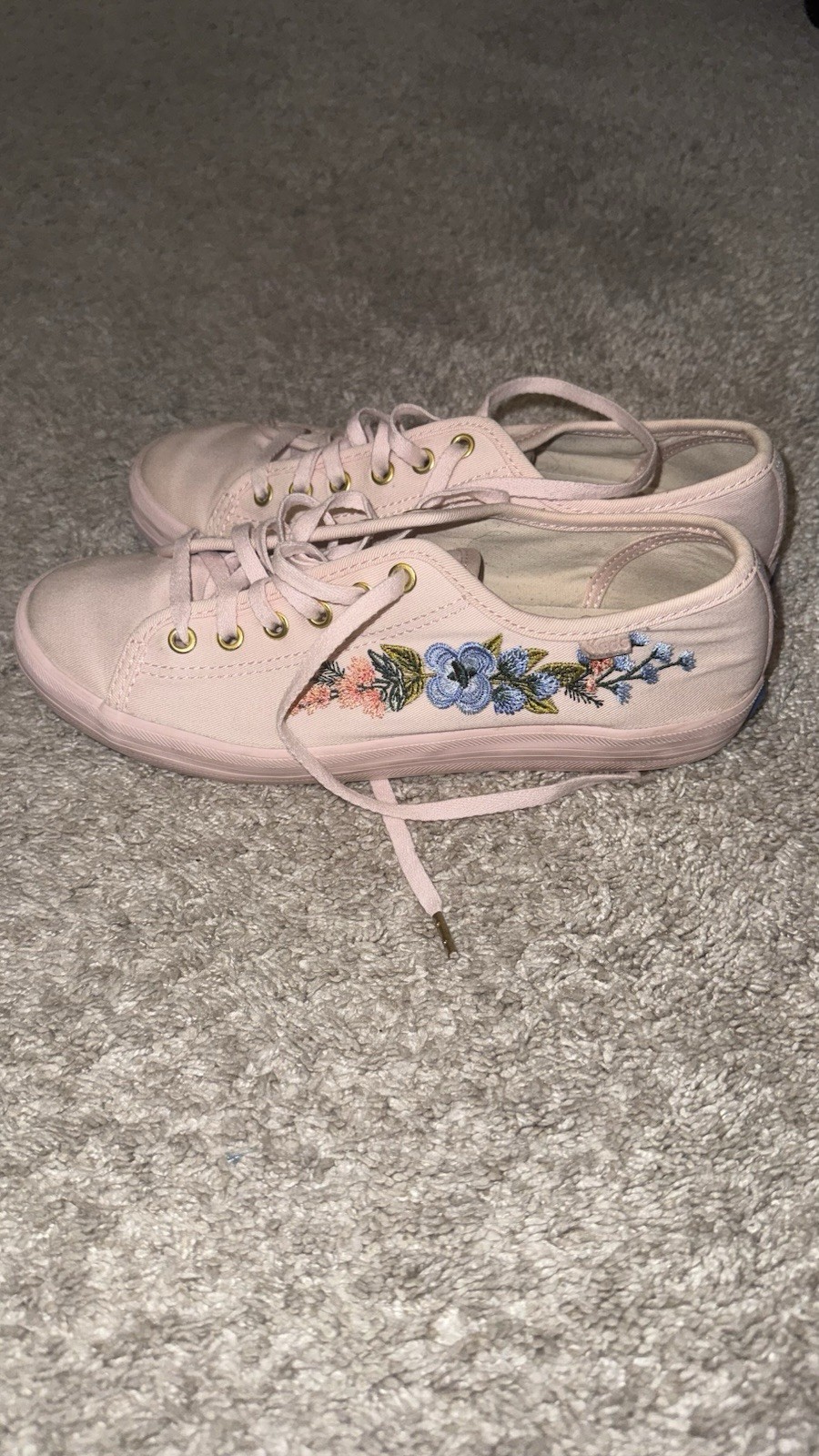 KEDS Rifle Paper Co. Pink Embroidered Blush Sneakers, Women’s Size 7
