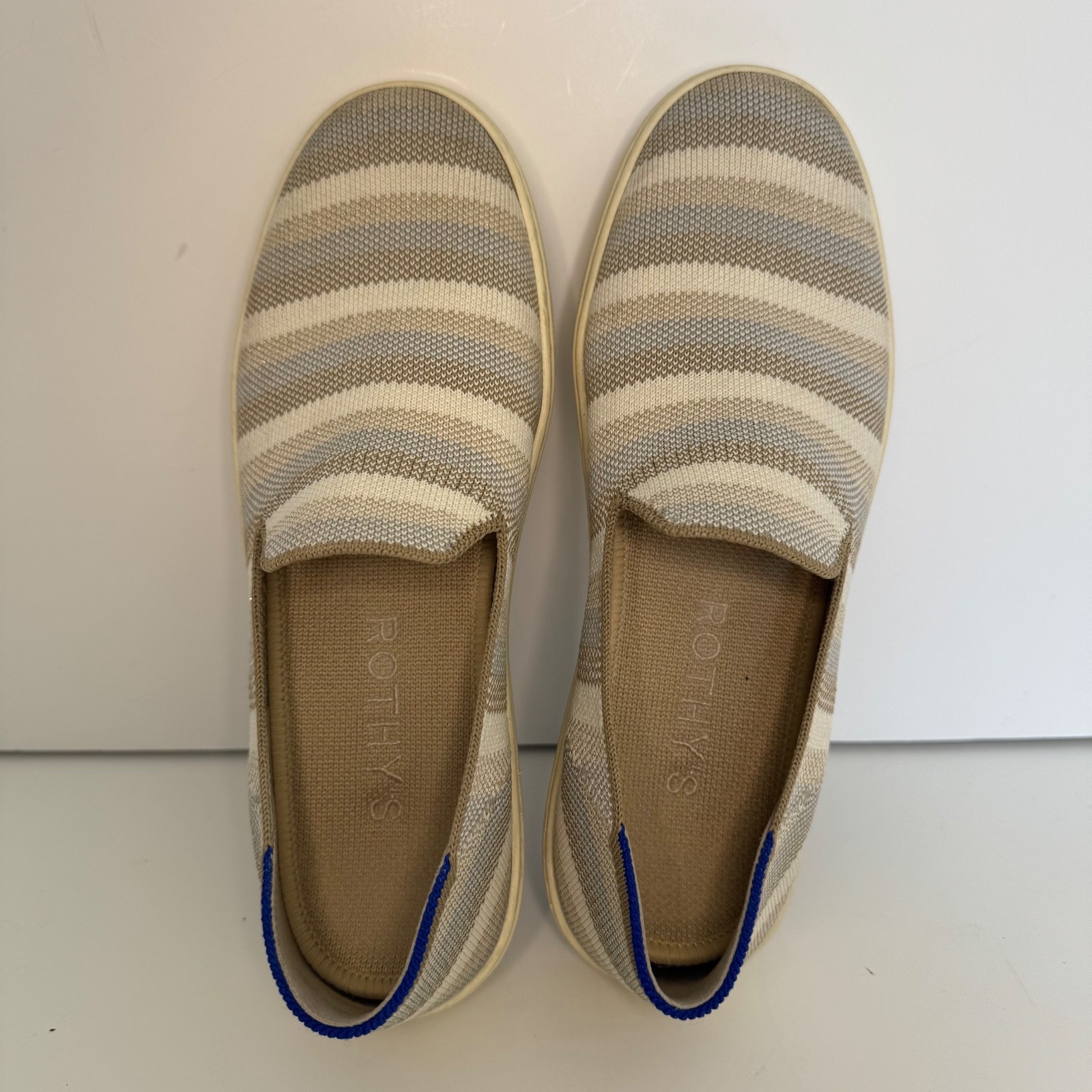 Rothy’s The Original Sneaker Striped Slip-On Sneakers Boat Shoes, Women’s 8.5