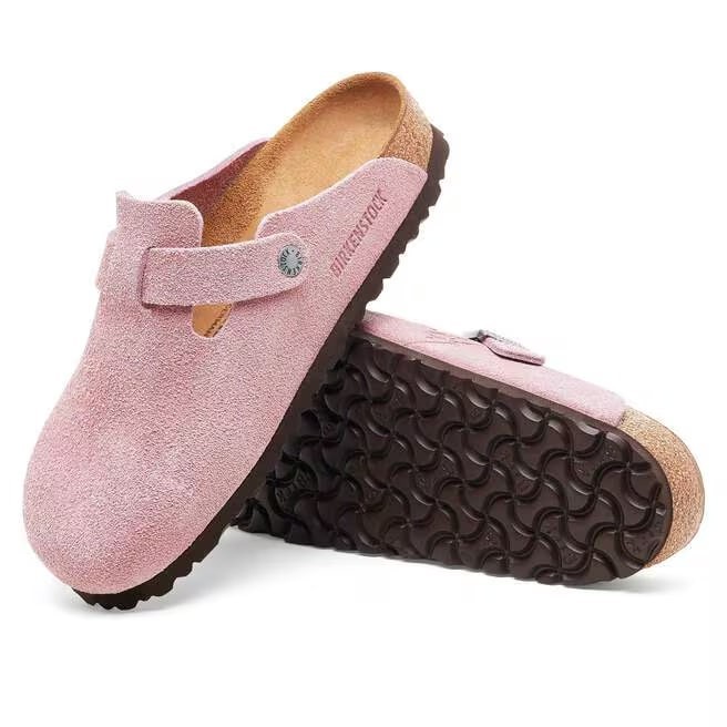 BIRKENSTOCK X Stussy Boston Suede Leather Pink Unisex Clog Shoes Wide