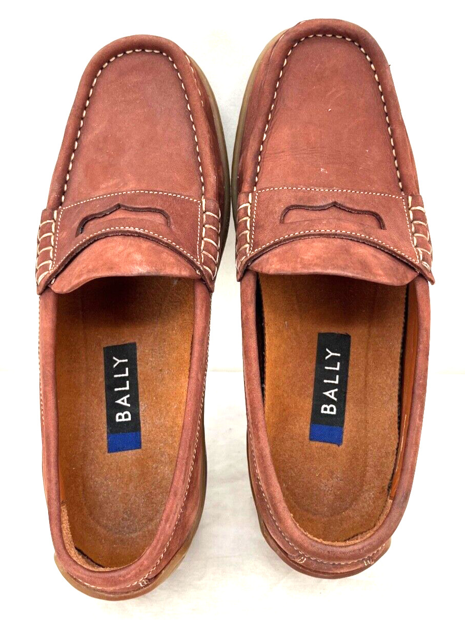 Bally Pragela Brown Suede Penny Loafers Classic Slip-On Moc Shoes Women’s 6.5