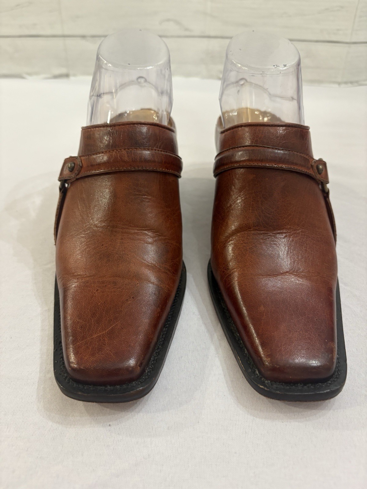 CHARLIE 1 HORSE LEATHER SLIP ON MULE BRAZILIAN WESTERN SHOES SZ 7.5 B