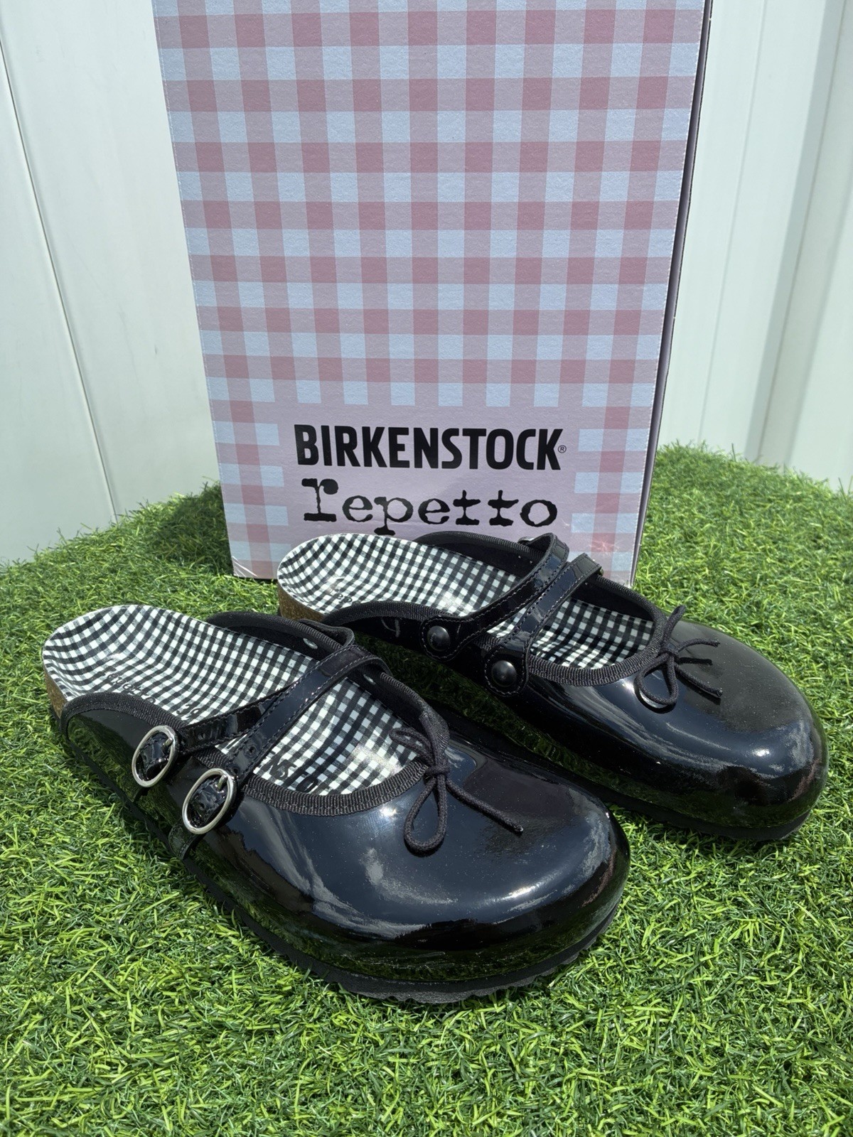 ON HAND NEW! BIRKENSTOCK x REPETTO SCALA MULES BLACK PAT.LEATHER EU 39 US 8-8.5
