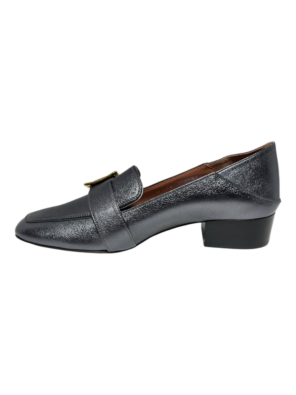 Bally Janelle 6217720 Ladies Metal Gray Loafers Leather MSRP $870