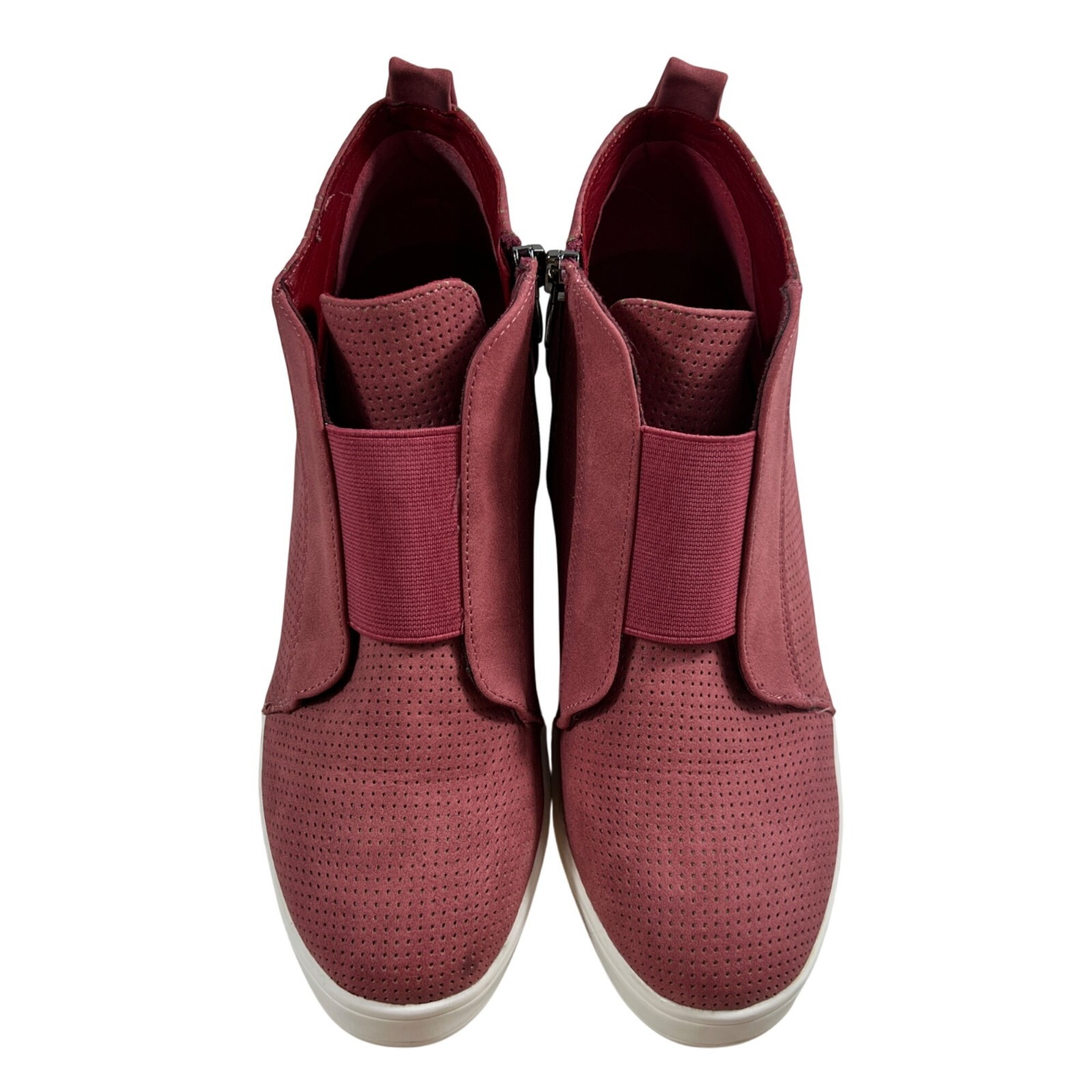 Journee Collection Womens Red Perforated Wedge Slip-on Sneakers Size 10