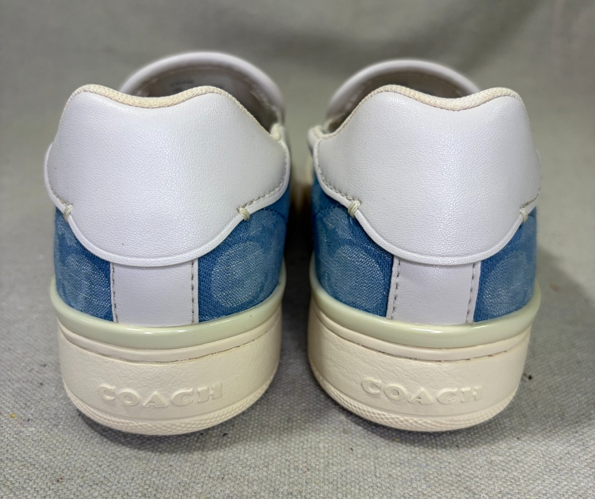 Coach CA448 Signature Canvas Slip-On Sneaker Women’s 5B Blue White