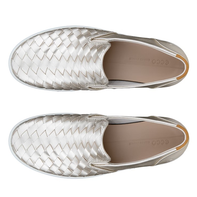 ECCO Soft 7 Shoes Pure White Gold Woven Slip On Loafers EU 41 Women’s 10 – 10.5