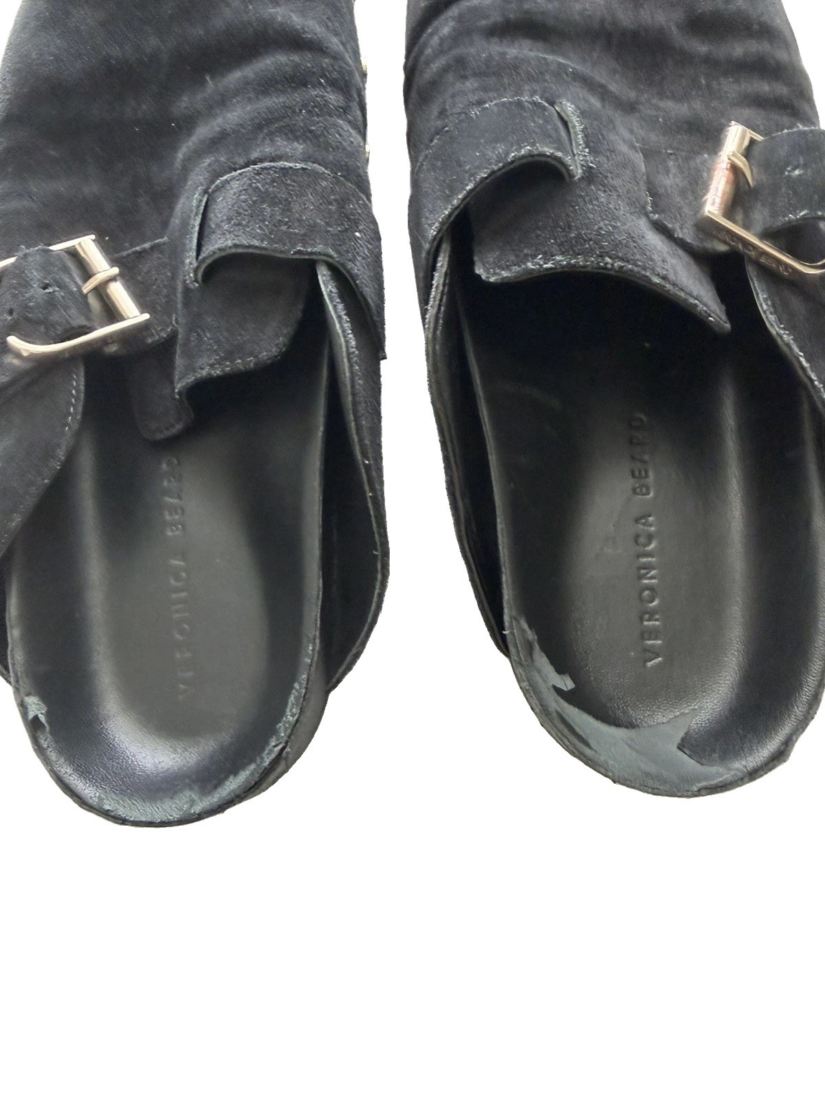 Veronica Beard Fern Clog Mule Black Suede Studded Slip On Womens 8 Boho Designer