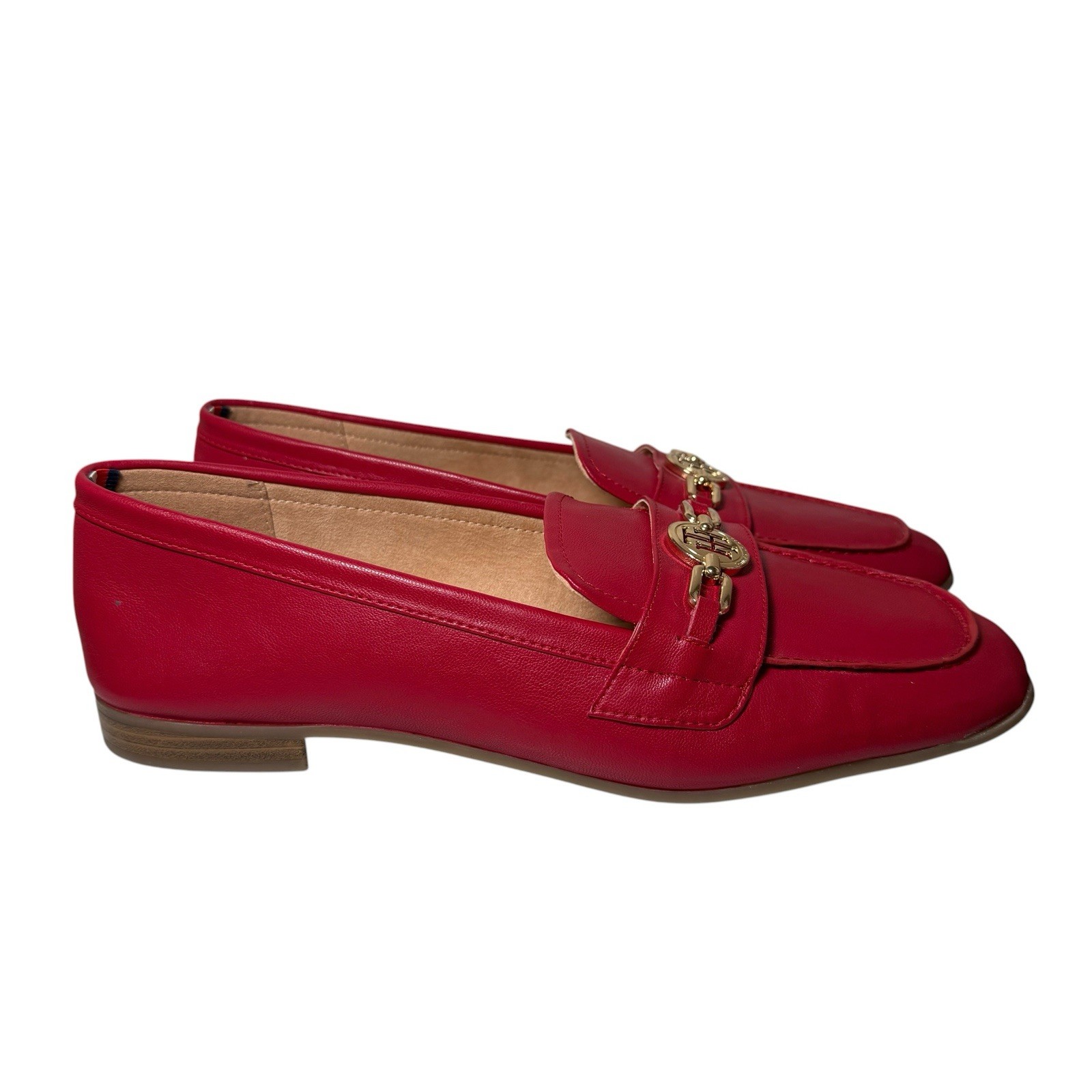 Tommy Hilfiger Moccasins Women’s Loafers Size 11M Red Vegan Leather Flat Shoes