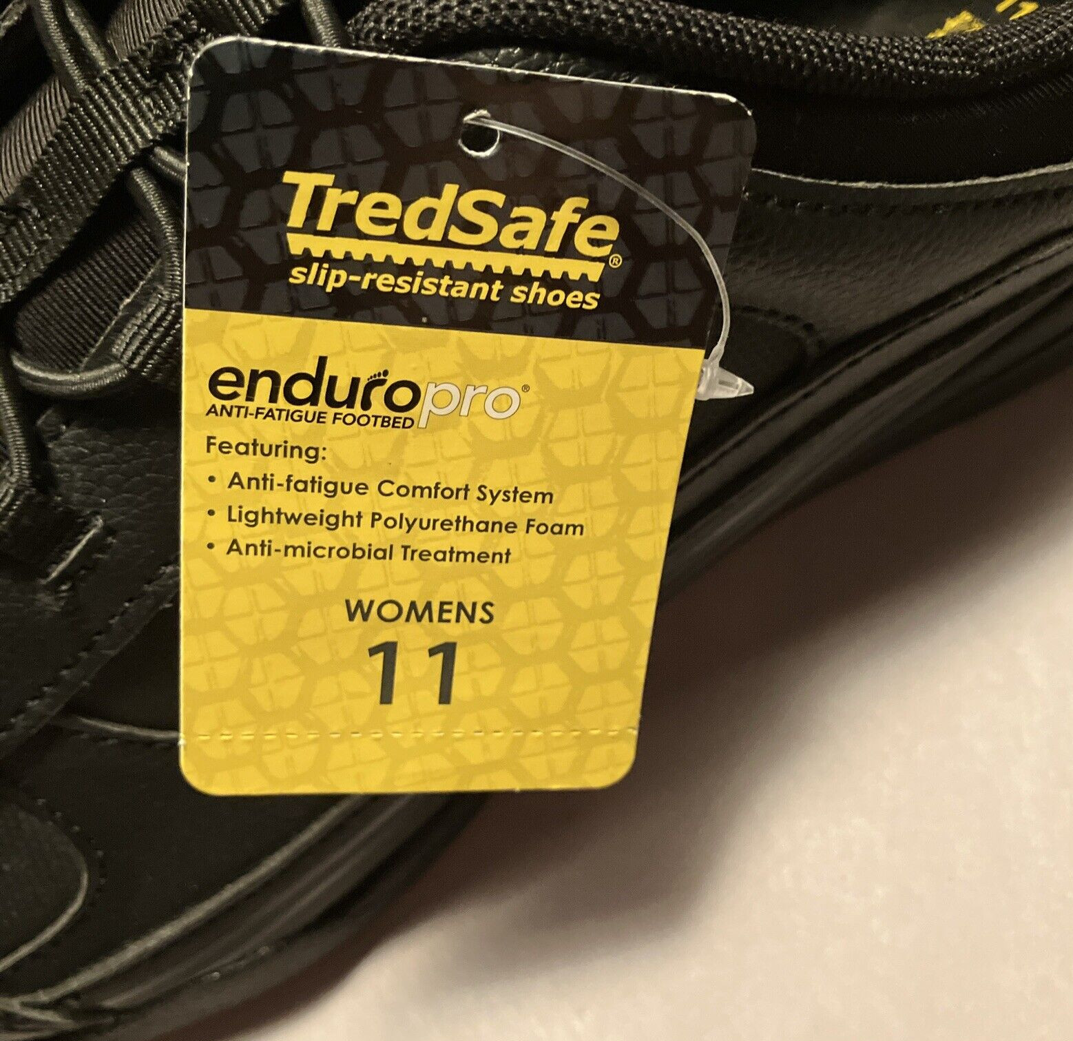 NWT TredSafe Claire Women 11 Slip Resist Black Bungee Slip on Cushion Work Shoes
