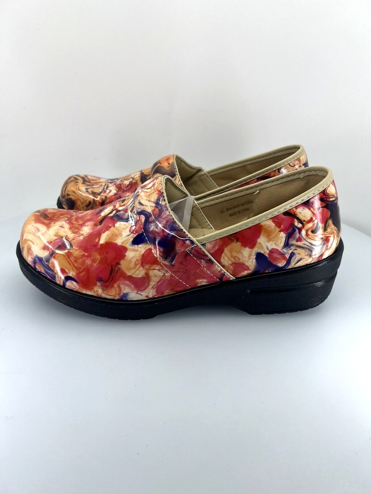 Rasolli Nursing Clog Size 10 Multicolor Floral Lightweight Slip on Shoe