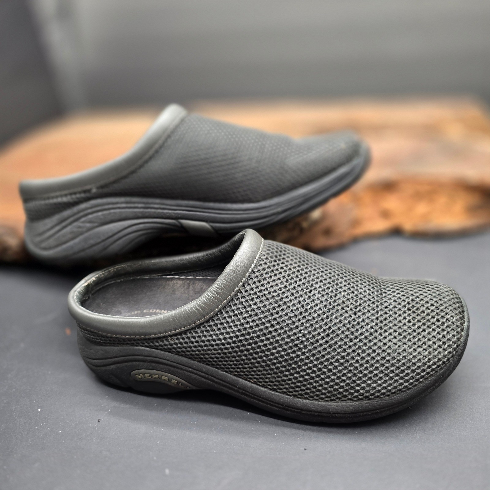 Merrell Encore Breeze Clogs W 10 Gray Mesh Air Cushion Slip On Mules Athleisure