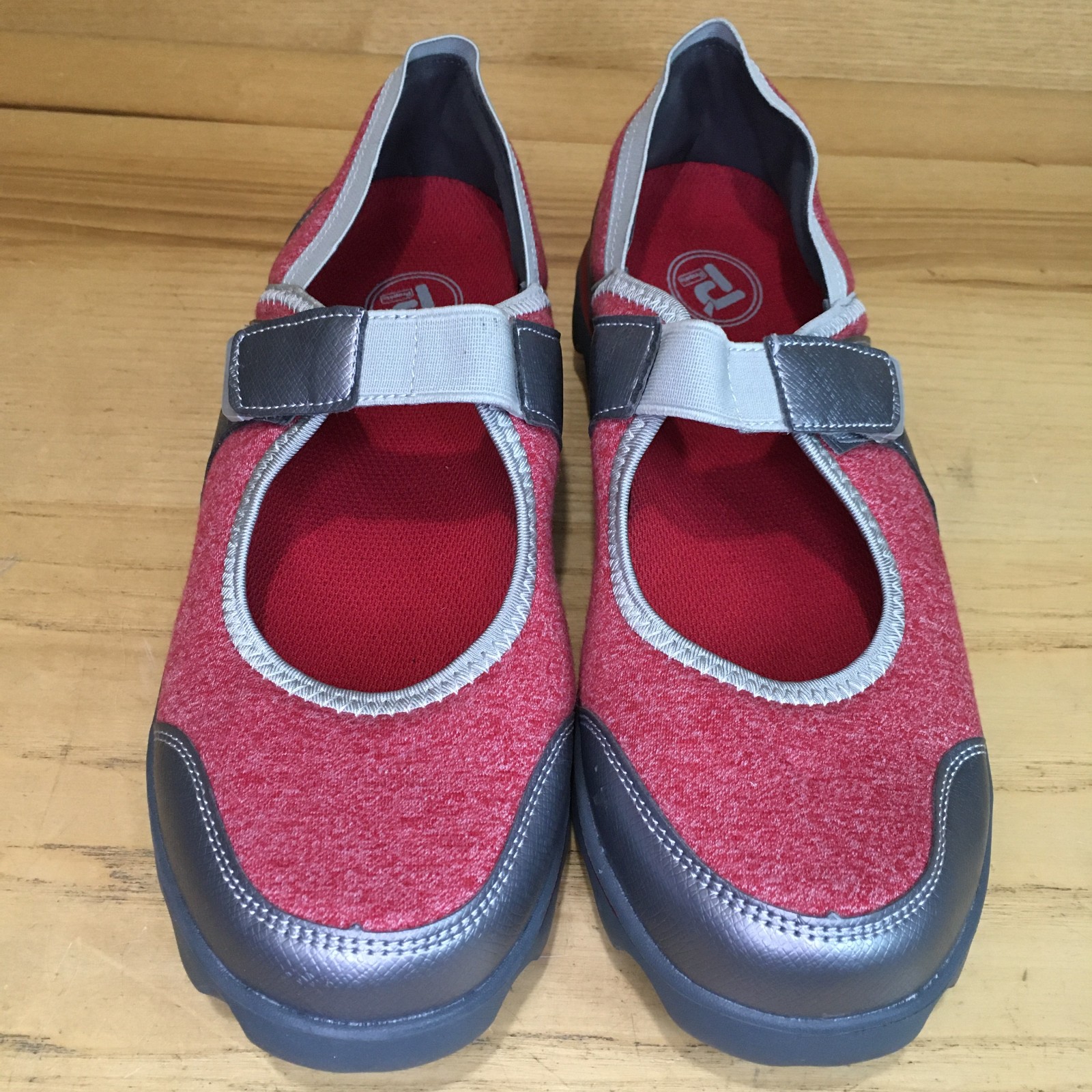 Propet Onalee Red / Silver Stretch Jersey Mary Jane Diabetic 10 B (M)