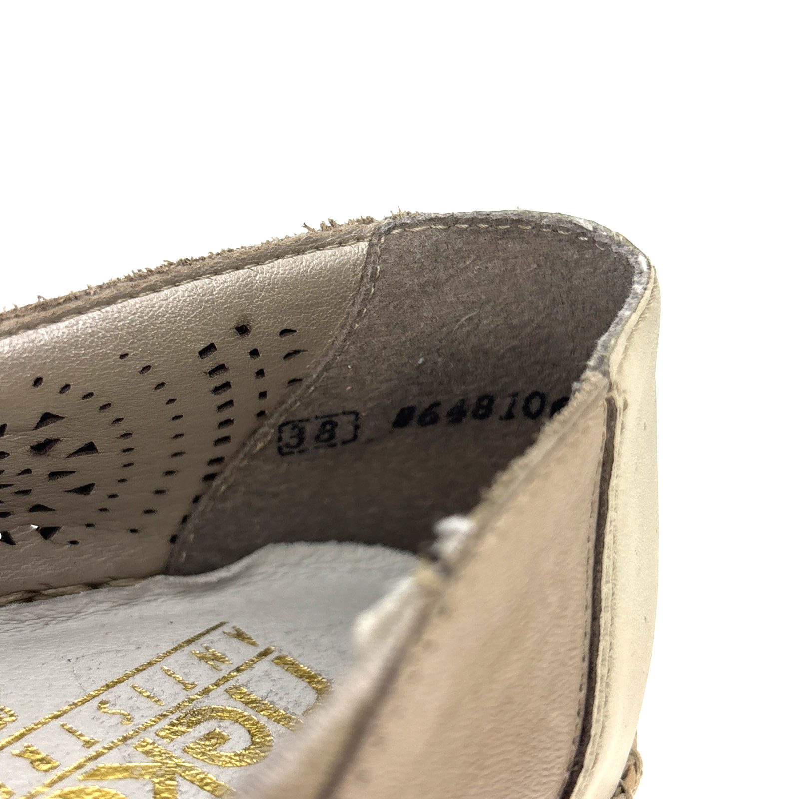Rieker Anti-stress Laser-Cut Leather Slip On Shoes Womens 38 / 7.5 Taupe Heeled