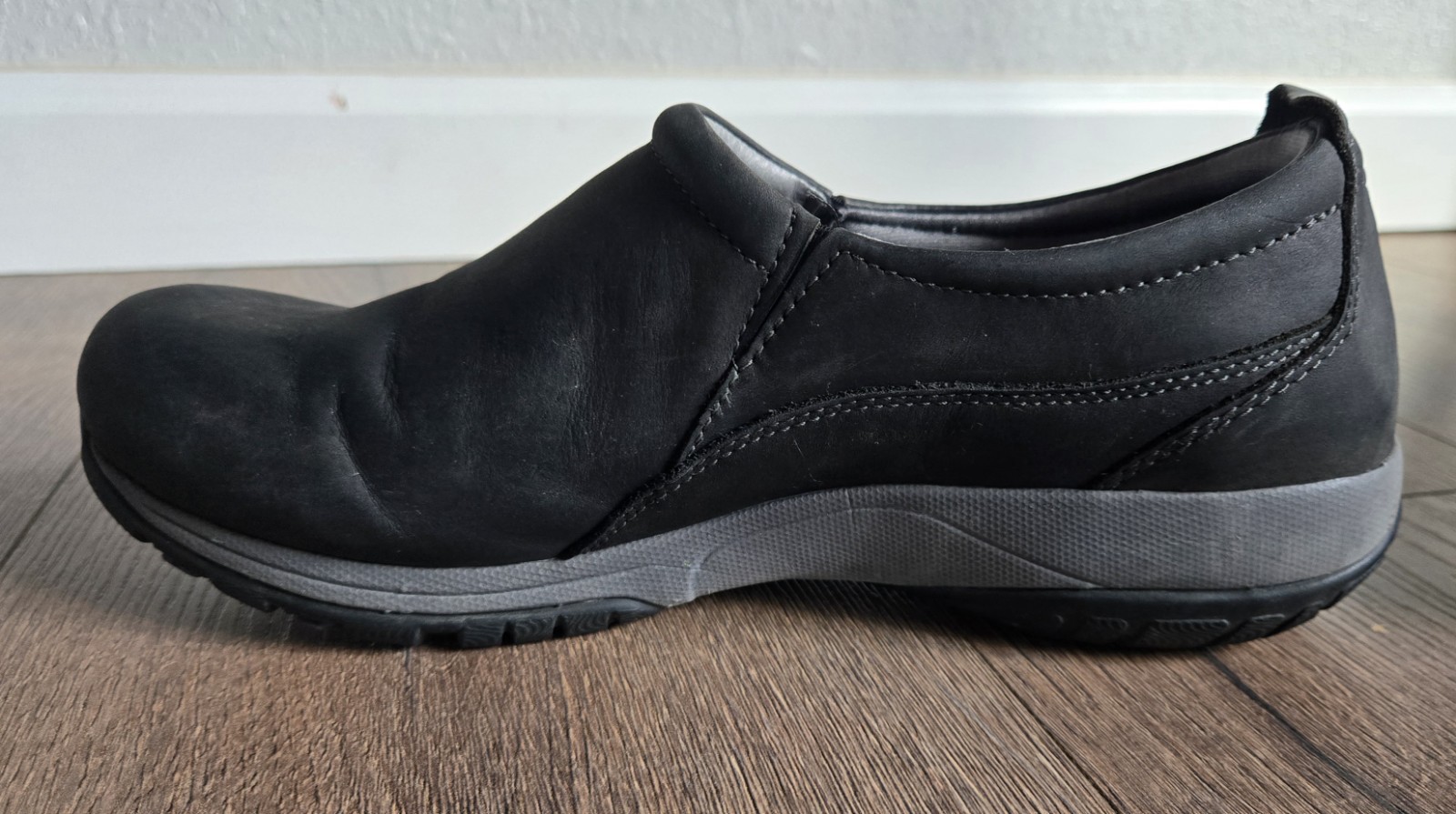 Women’s Dansko Patti Milled Nubuck Slip-on Shoes, Size 8, Black, Vibram Soles