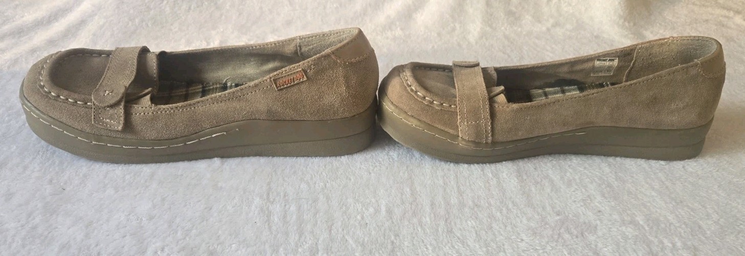 Rocket Dog Suede Slip On Shoes Womens Size 10 Tan Slip On Button Cute Brown C218