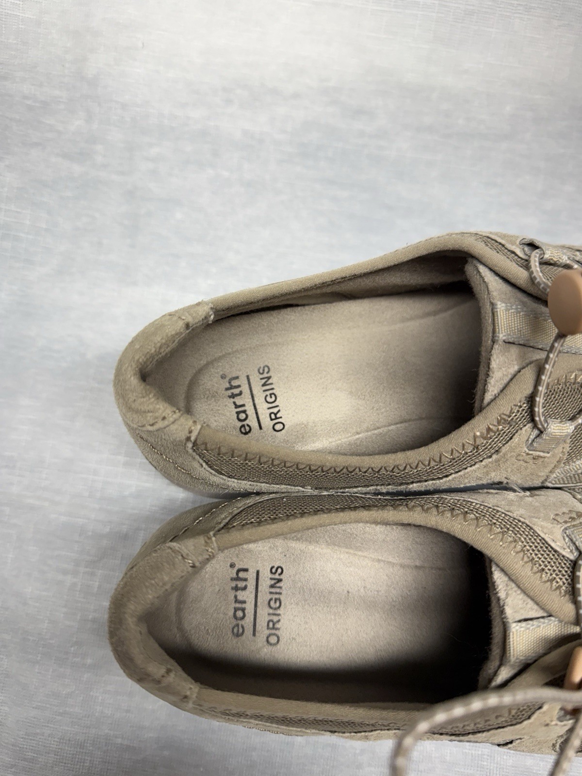 Earth Origin Women’s Khaki Leather/Fabric Shoes Drawstring Breathable Size 7.5M