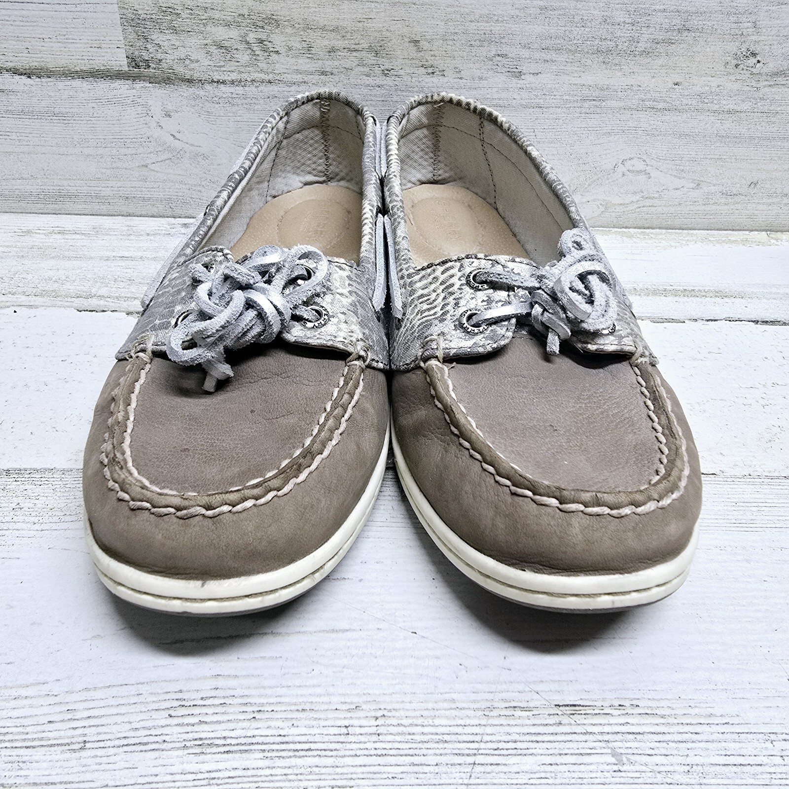 Sperry Top-Sider Womens 10 M Taupe Leather Koifish Cheetah Boat Shoes