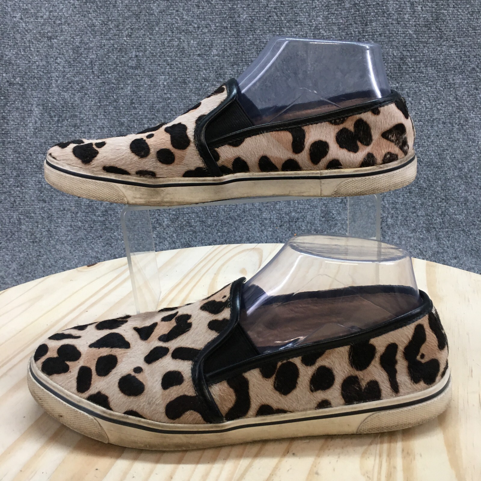 Dolce Vita Shoes Womens 8.5 Leopard Faux Fur Slip On Sneakers Brown Comfort