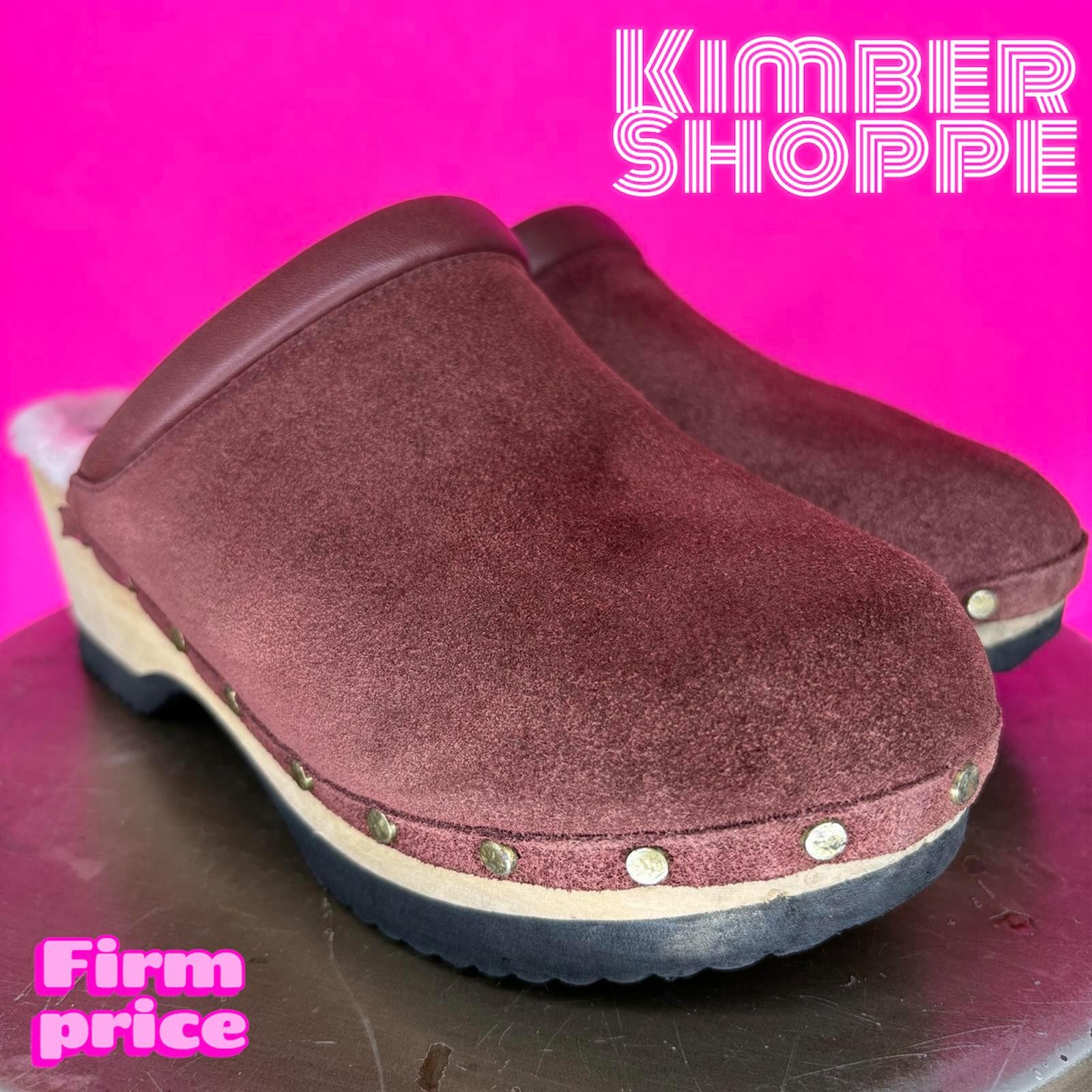 M. Gemi The Greta Shearling Lined Red Suede Clog EU 37.5 (7W 7.5N)