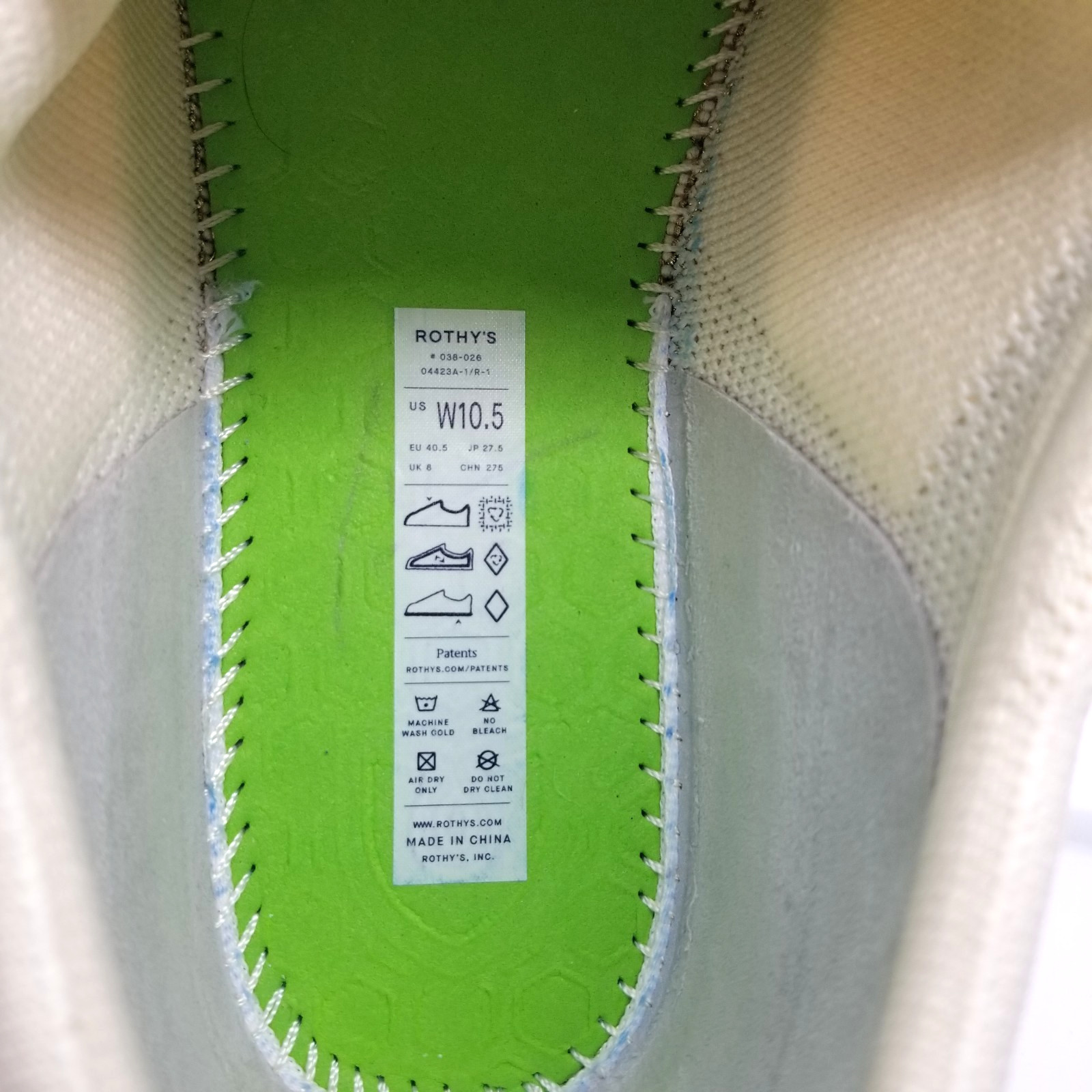 ROTHYS The Lace Up Sneaker Diamond Twill White Ivory Women’s Size 10.5 Shoes