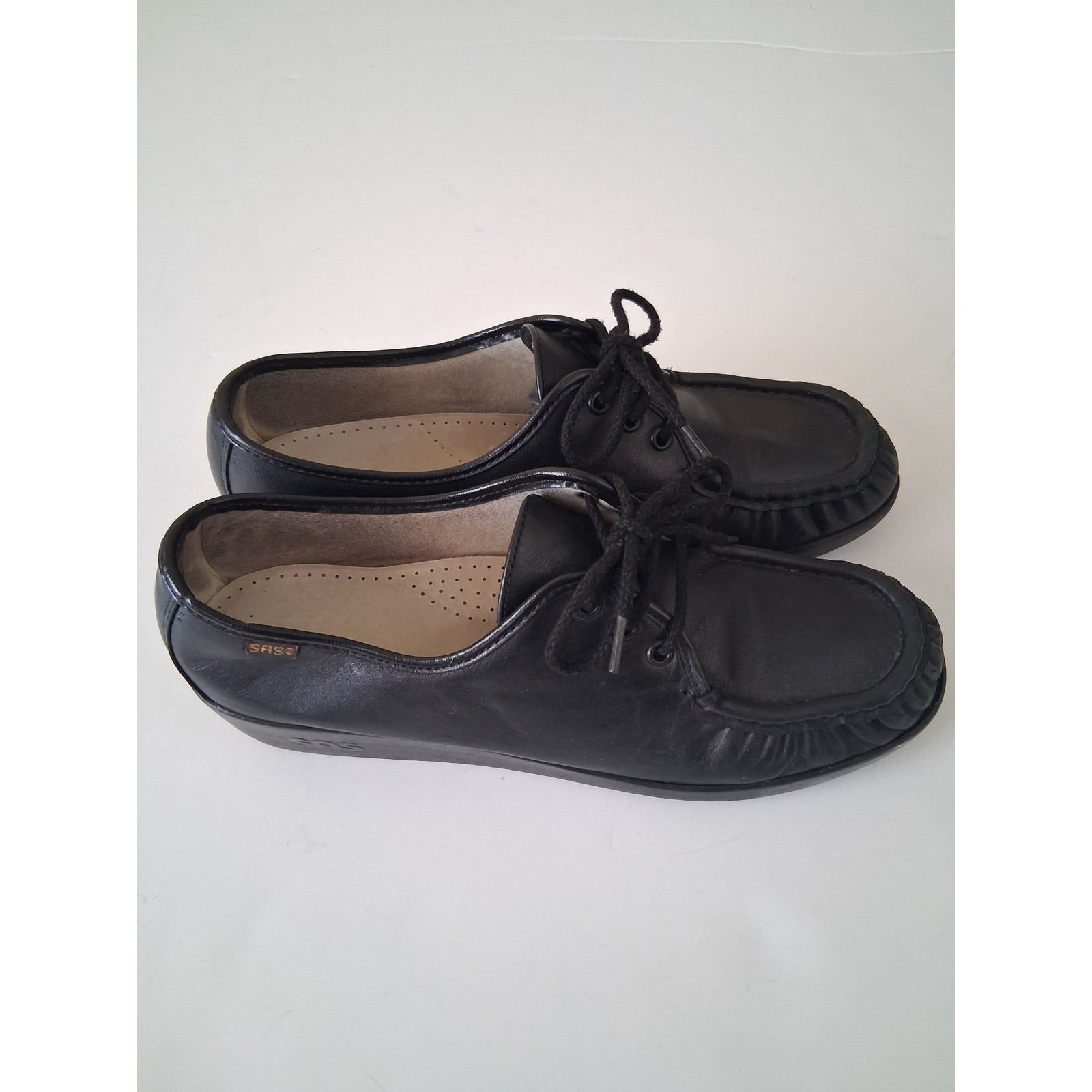 SAS Siesta Comfort Oxford Shoes Womens 10.5 M Black Leather Lace Up Walking Work