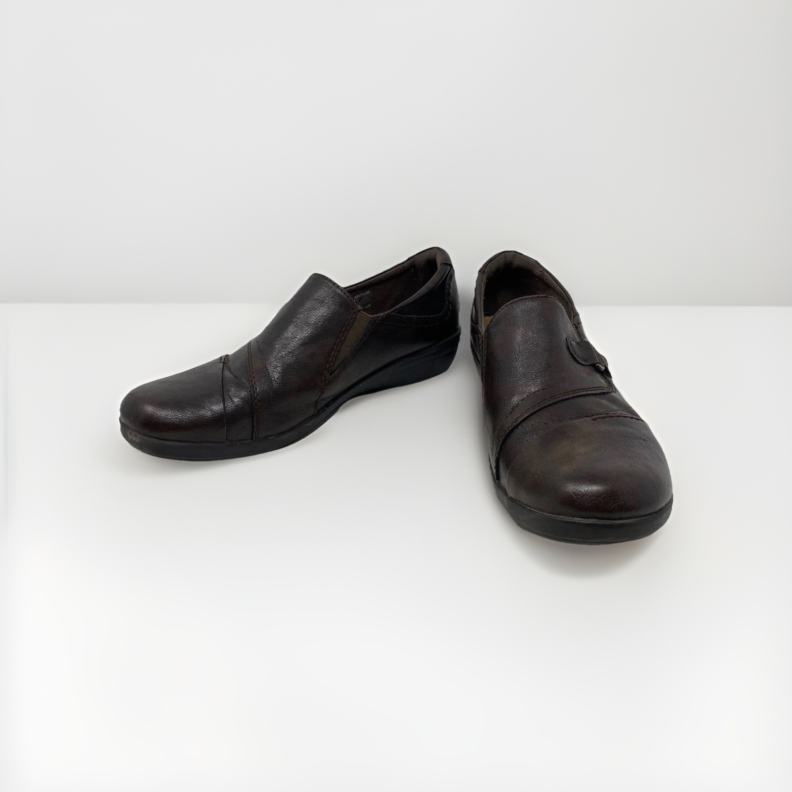 Earth Spirit Loafers Womens 9.5 Brown Faux Leather Comfort Slip On Gel Cushioned