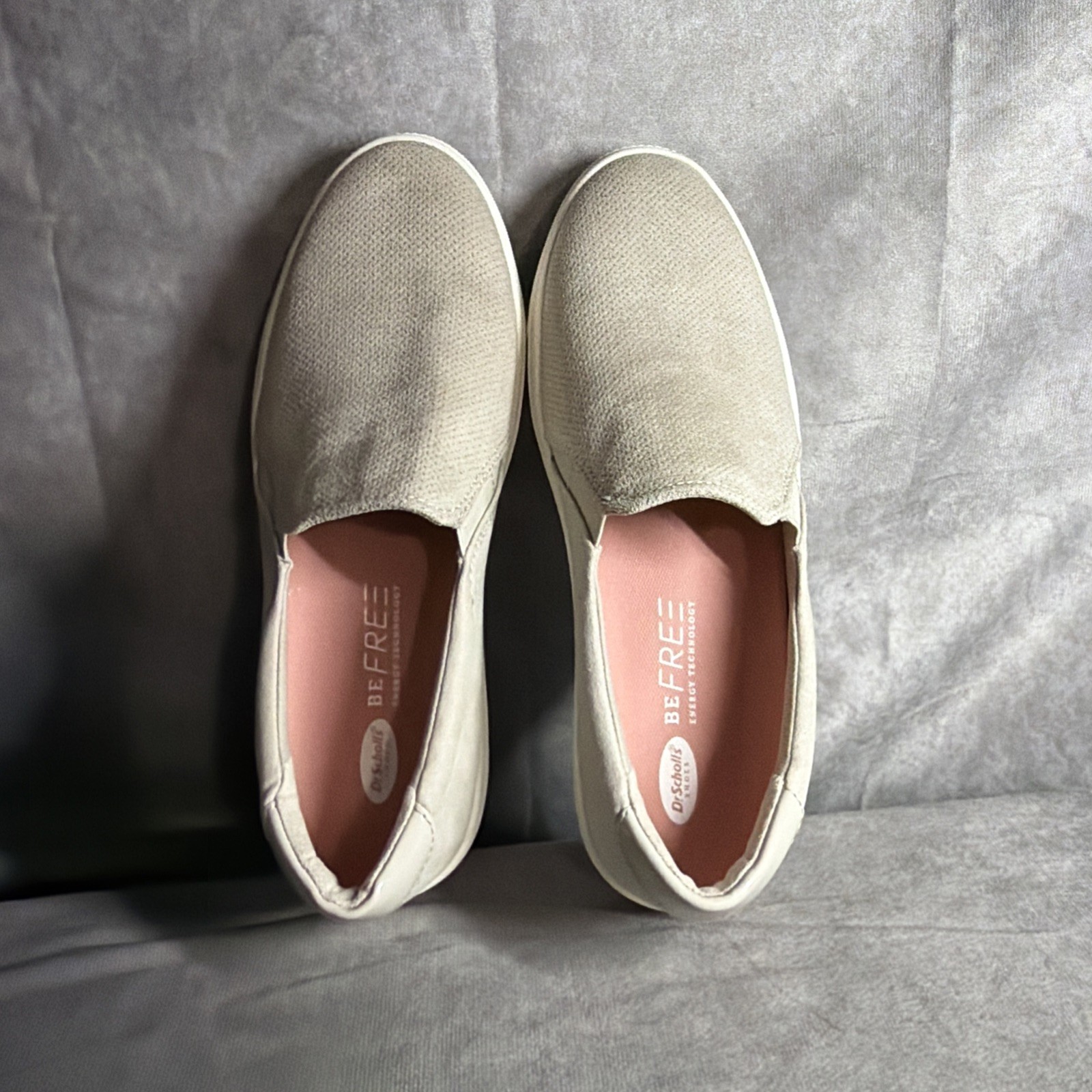 Dr. Scholls NOVA Women Shoe Sz 8.5 M Oyster Gray Microfiber Perf Slip On Sneaker