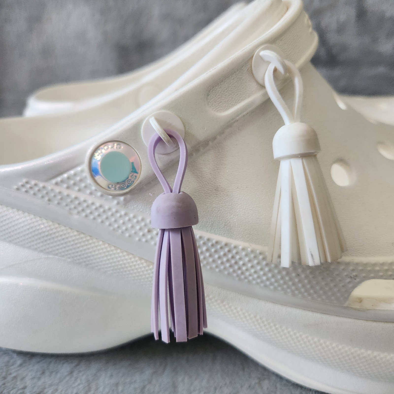 CROCS Classic Bae Festival Womens Iridescent White Tassel Platform Shoes Size 10
