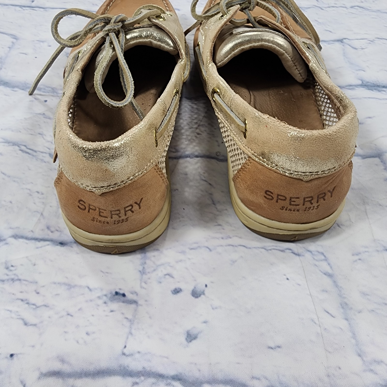 Sperry WOMENS 8.5 Koifish Leather Boat Shoes Beige STS95769