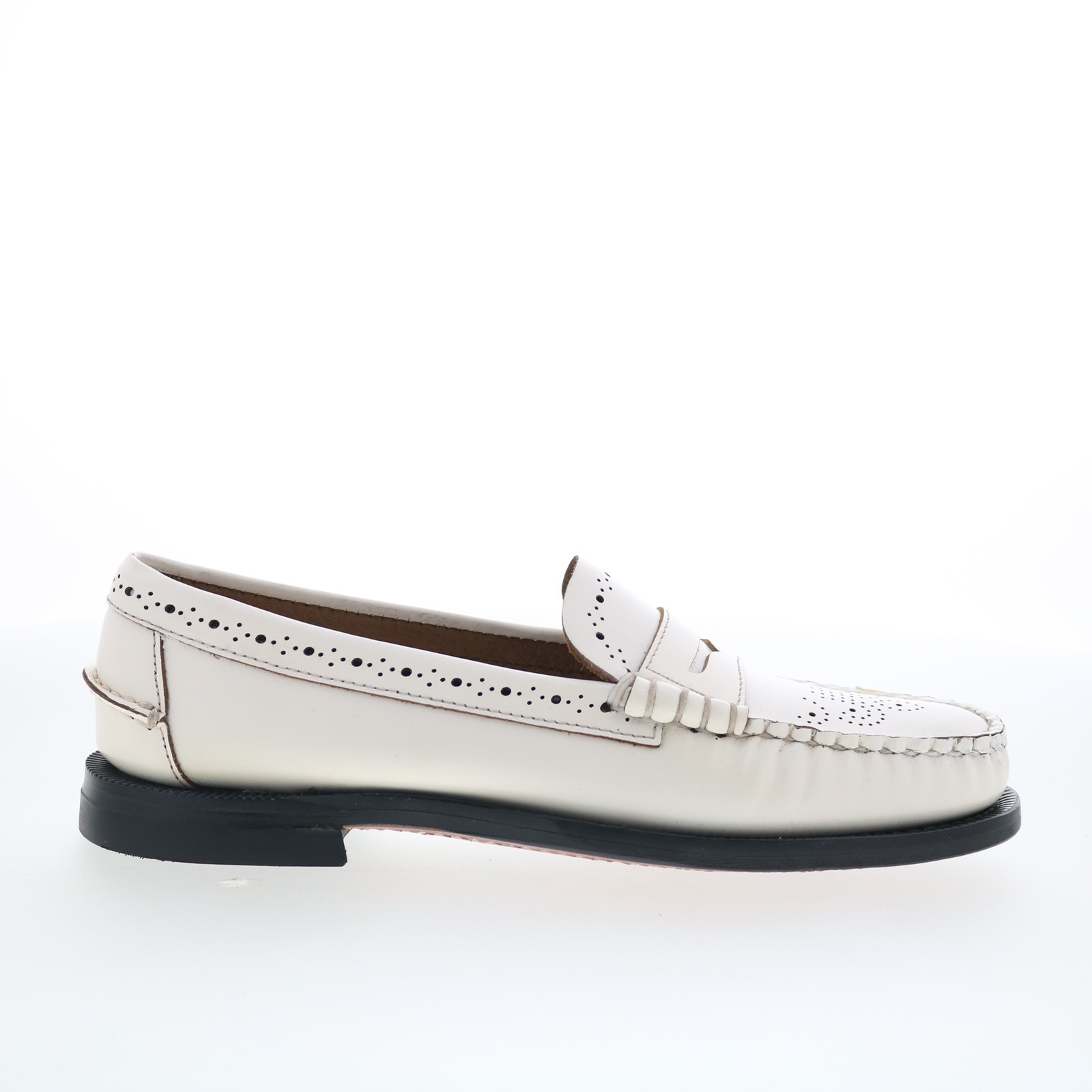 Sebago Dan Perf 73116CW-911 Womens White Loafers & Slip Ons Penny Shoes