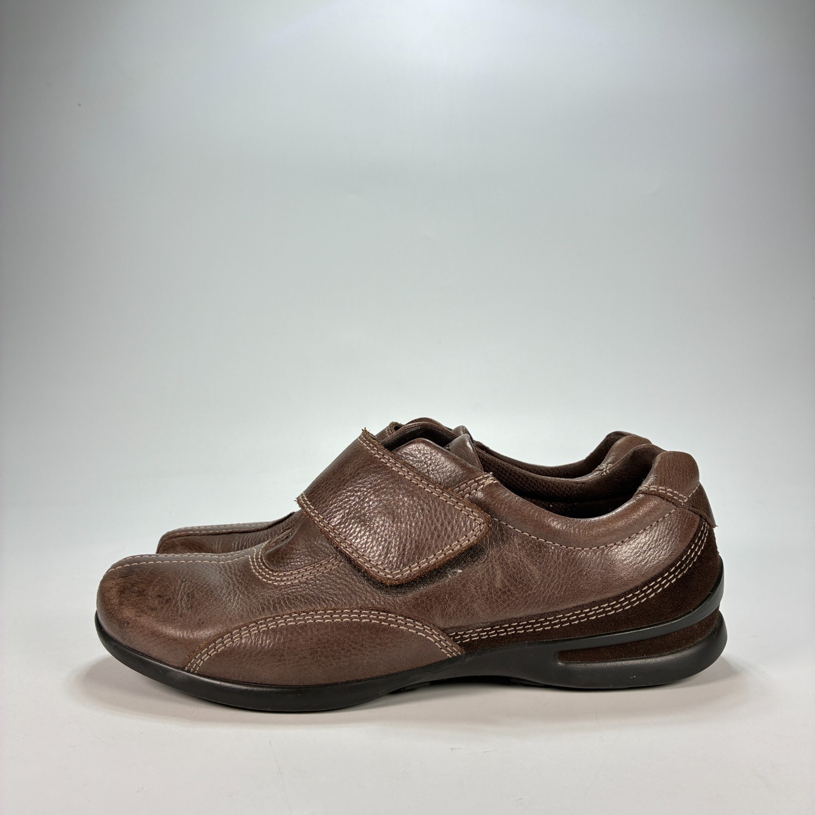 ECCO Wave Munk Brown Leather Comfort Casual Loafers Shoes Womens Sz US 7.5 EU 38