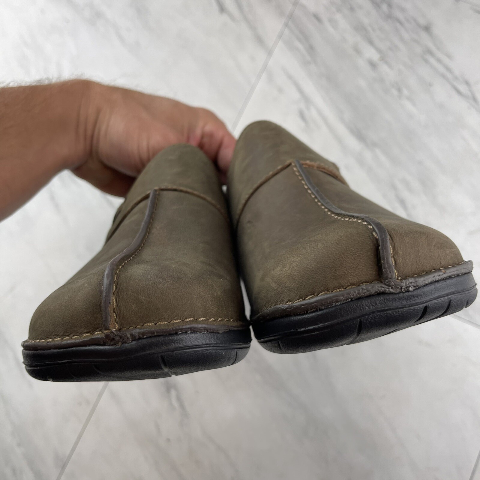 .Clarks Un Loop Ave Womens 10 W Wide Loafer Taupe Leather Shoes
