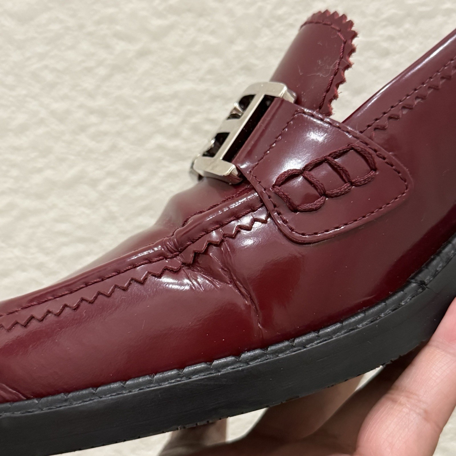 BALLY Ellyane 35 Heritage Red Burgundy Calfskin Leather Low Heel Loafers 38.5