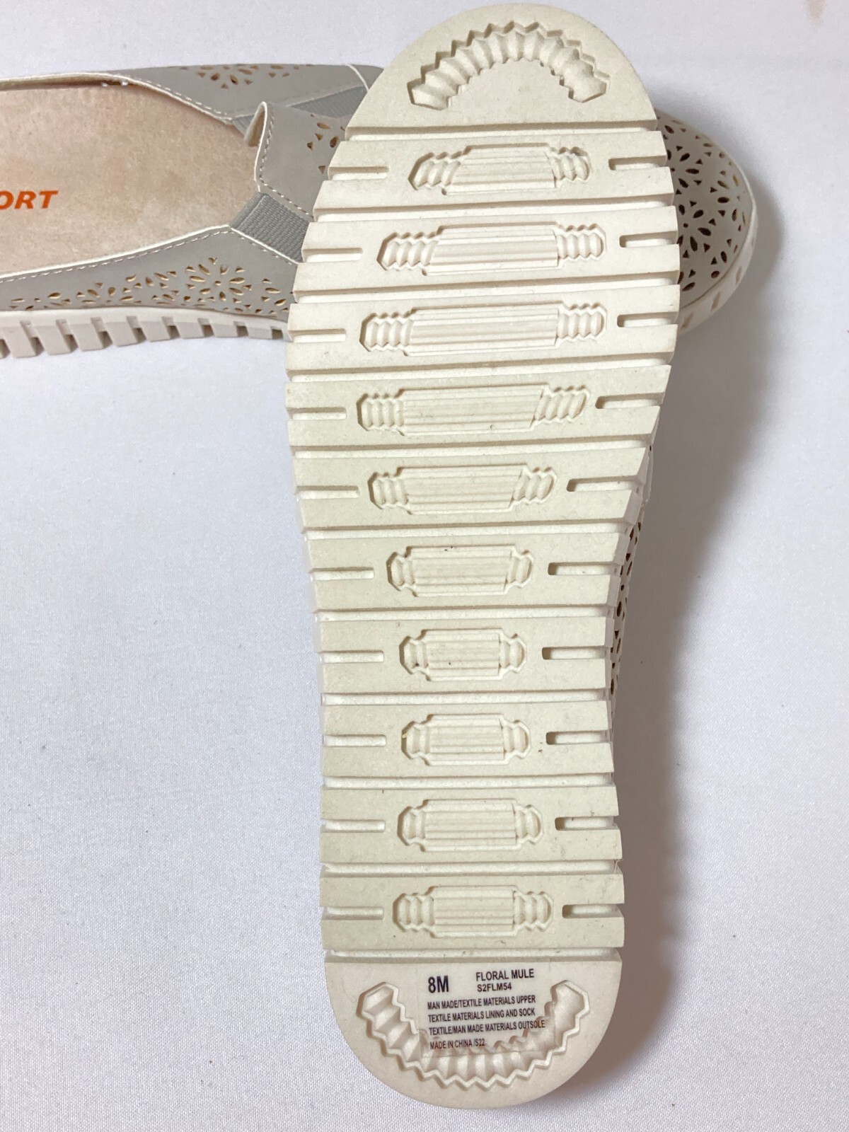 JSport Ladies’ Floral Laser Cut Pattern Slip On Shoes Light Gray