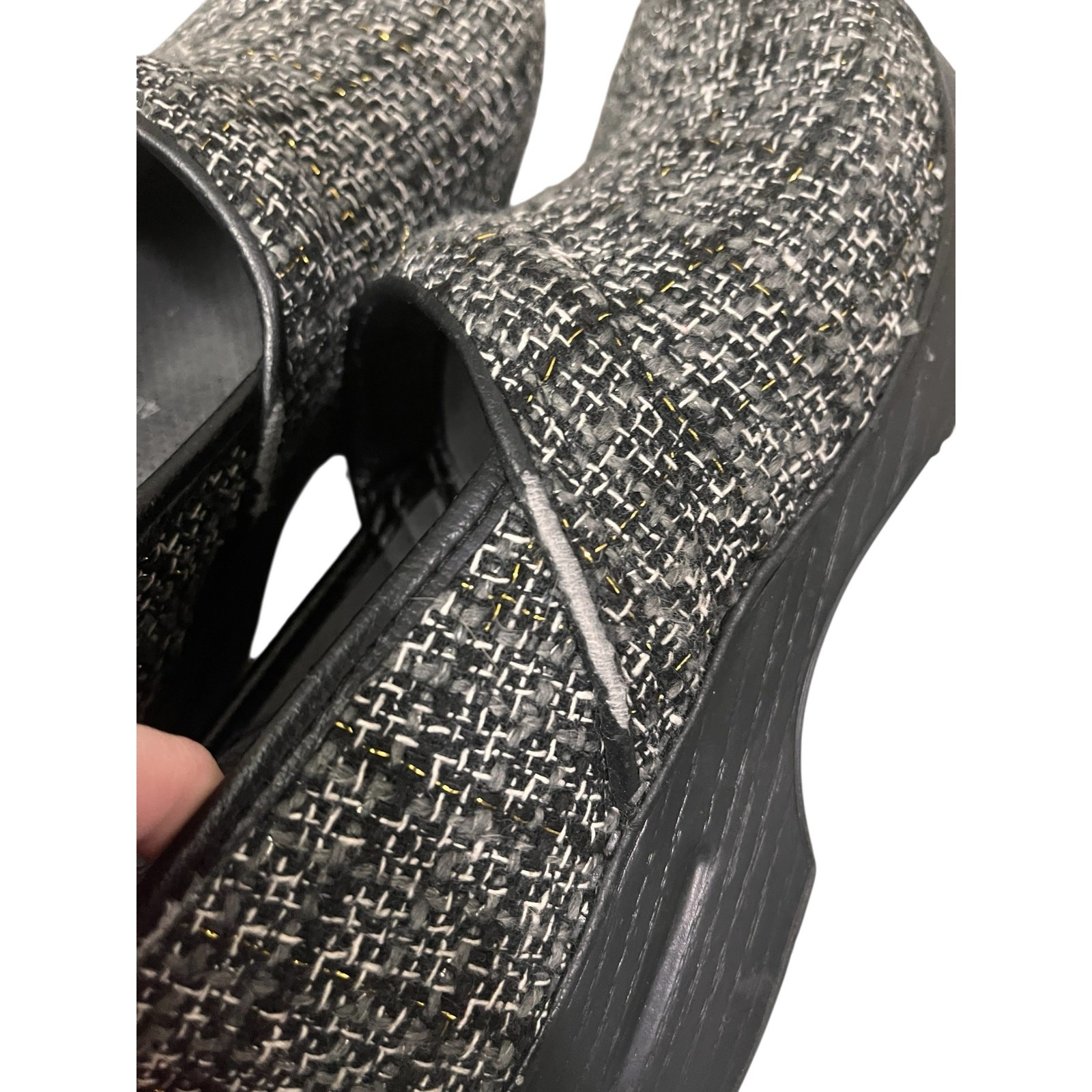 DANSKO Black/White/Gray Textured Fabric Clogs Shoes Women’s 40 Vegan