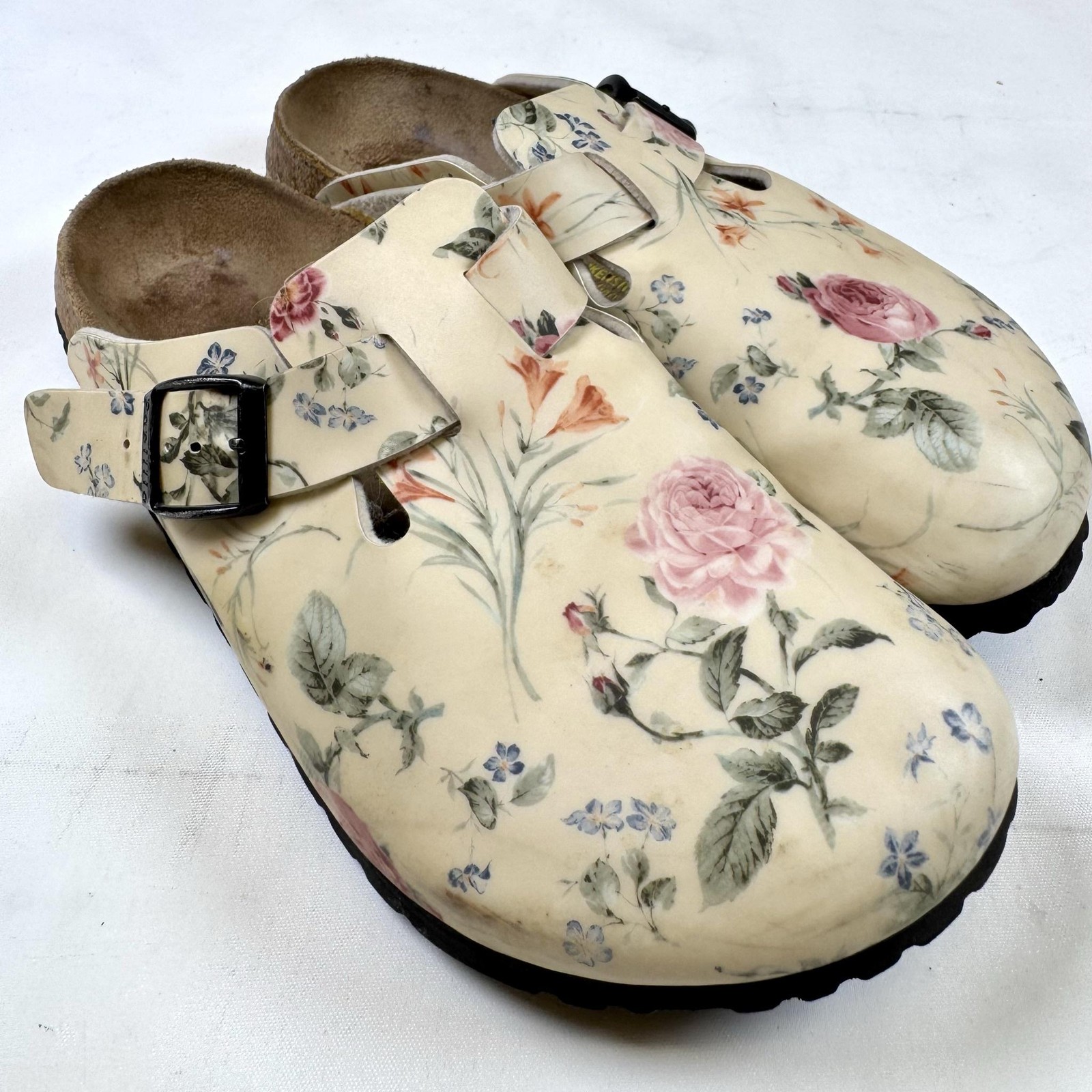 Papillio Birkenstock Boston Clogs Womens 7 Floral Cork Footbed Buckle Germany