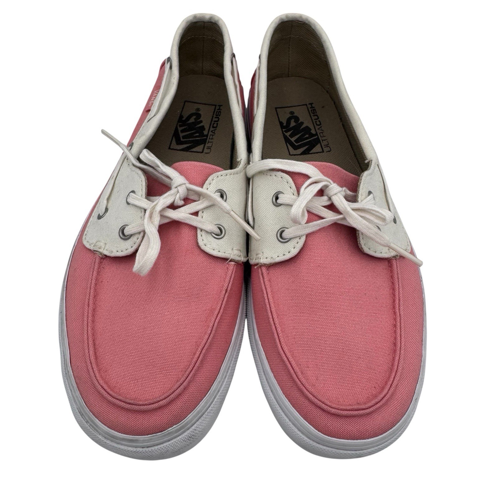 Vans Surf Siders Boat Shoes Womens Size 8.5 Chauffeur Lace Up Pink Beige